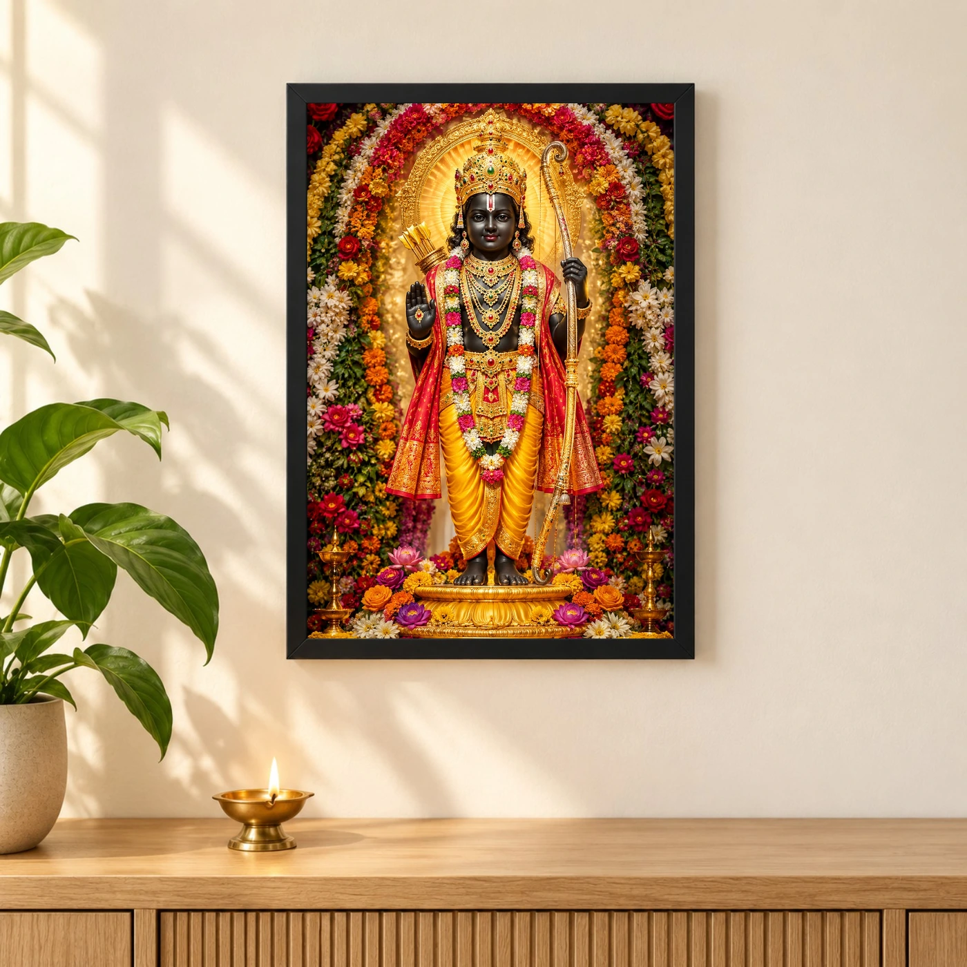 Ram Lalla Ayodhya Grand Festival Flower Decoration Photo Frame, view 3