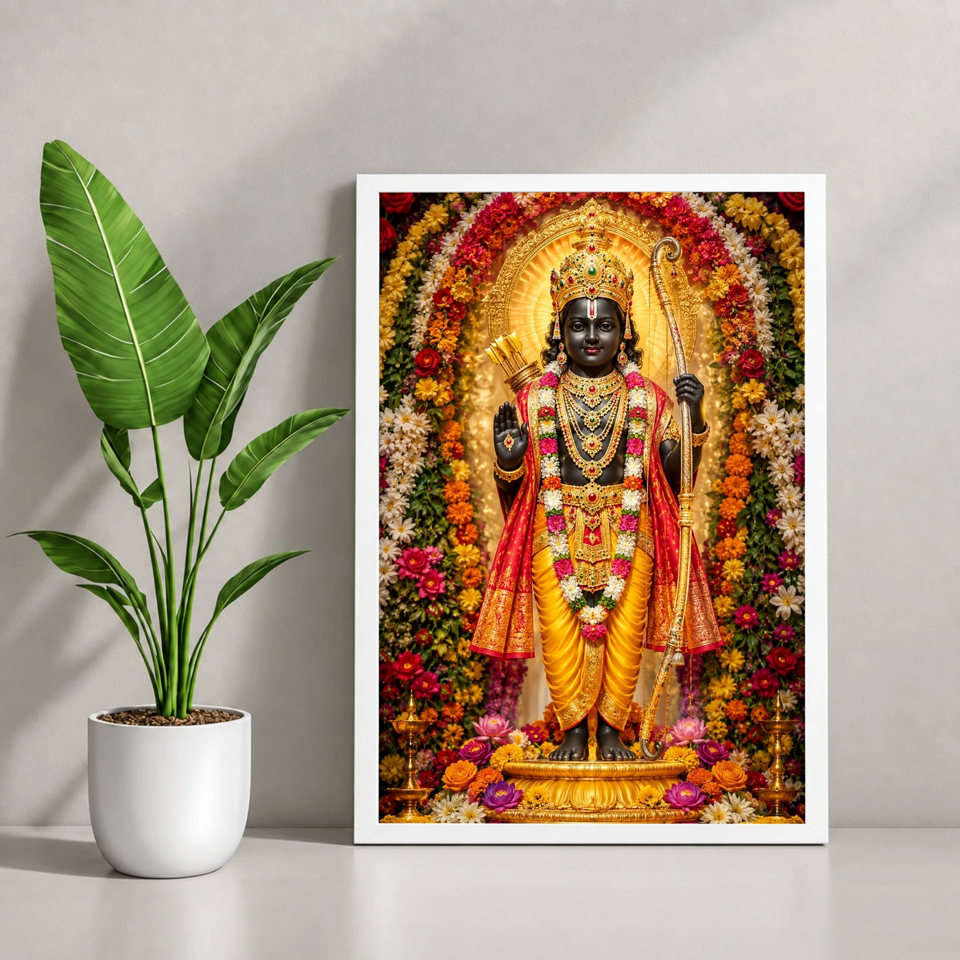 Ram Lalla Ayodhya Grand Festival Flower Decoration Photo Frame, view 4