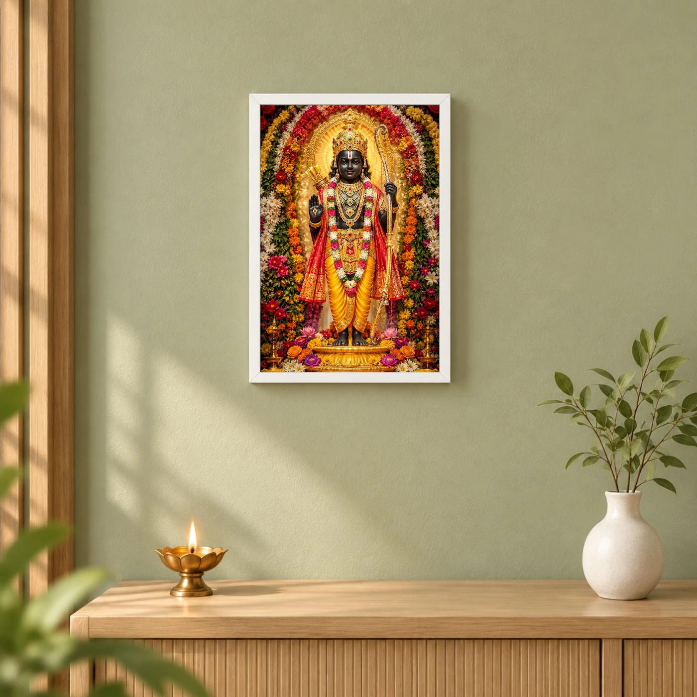 Ram Lalla Ayodhya Grand Festival Flower Decoration Photo Frame, view 6