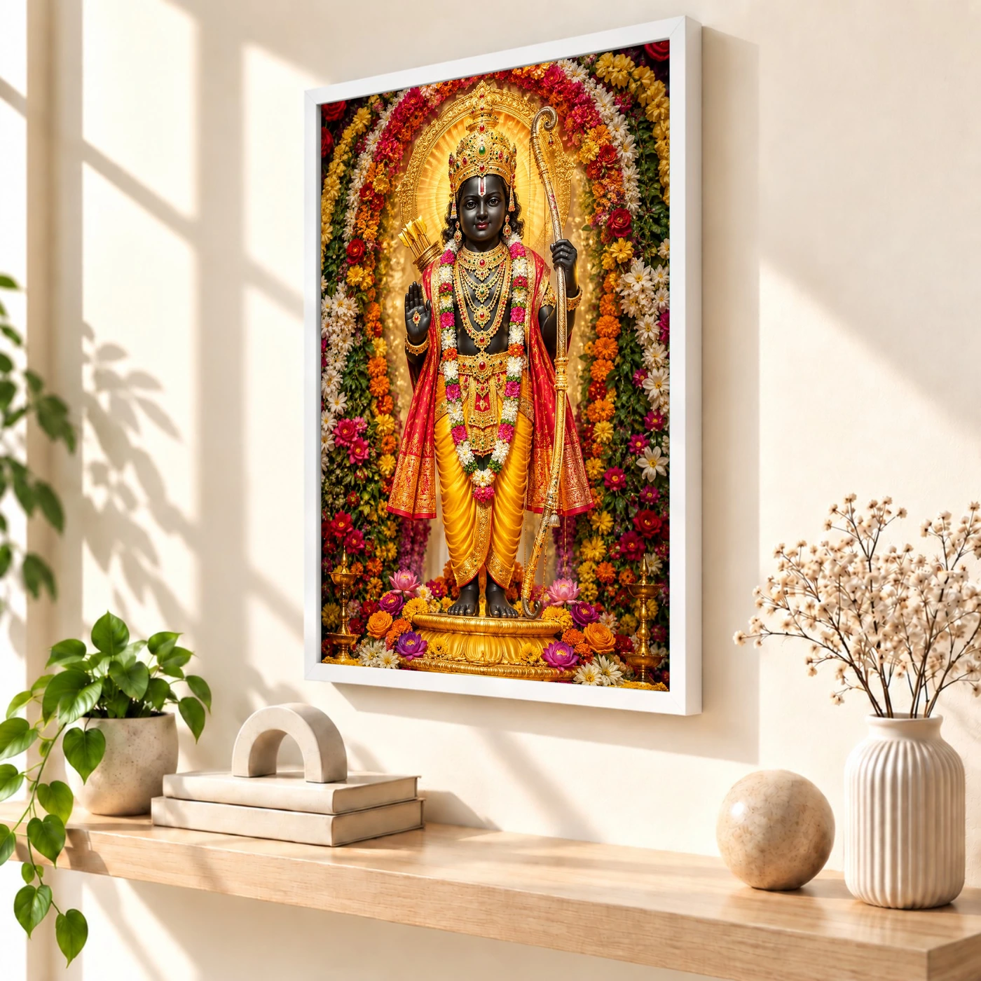 Ram Lalla Ayodhya Grand Festival Flower Decoration Photo Frame, view 7