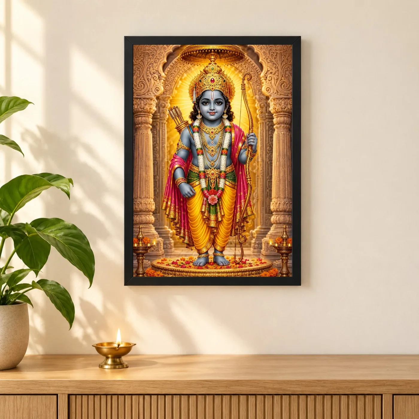 Ram Lalla Ayodhya Heritage Temple Architecture Backdrop Photo Frame, view 3