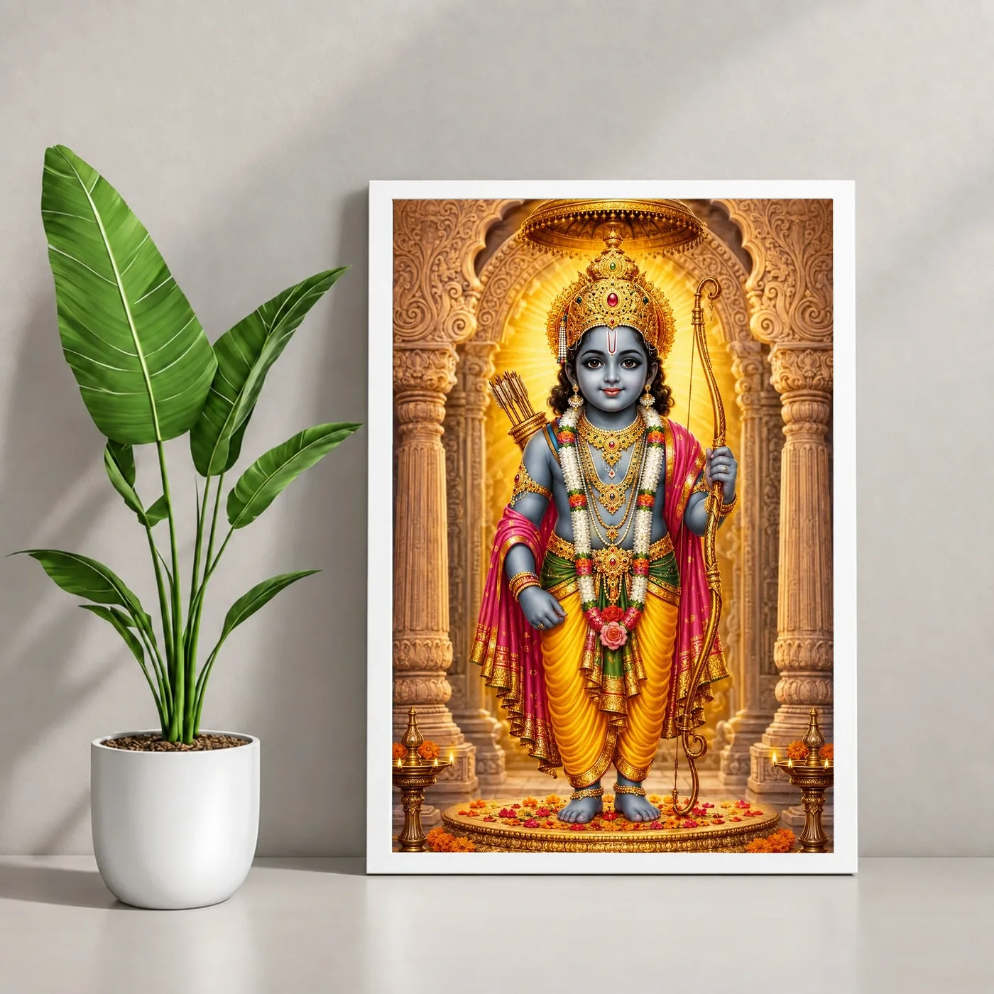 Ram Lalla Ayodhya Heritage Temple Architecture Backdrop Photo Frame, view 4
