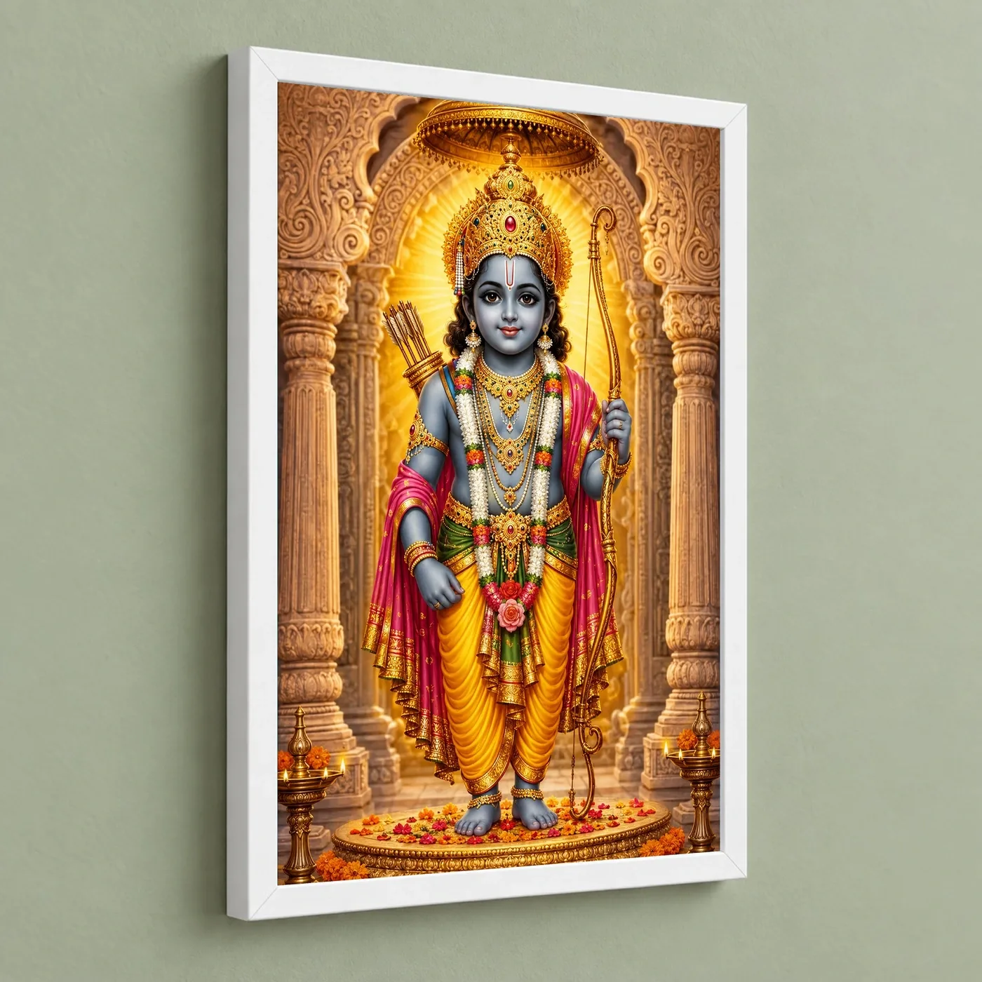 Ram Lalla Ayodhya Heritage Temple Architecture Backdrop Photo Frame, view 5
