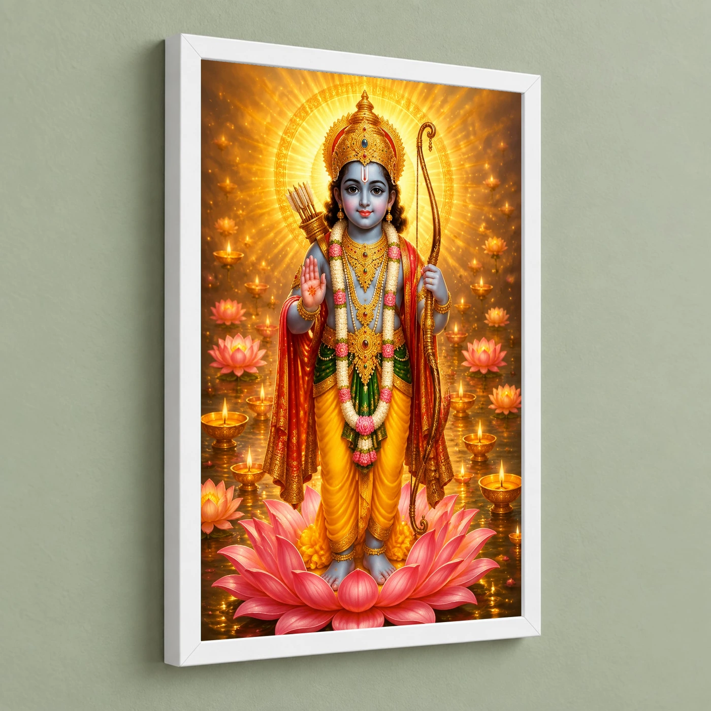 Ram Lalla Ayodhya Lotus And Diya Radiance Photo Frame, view 5