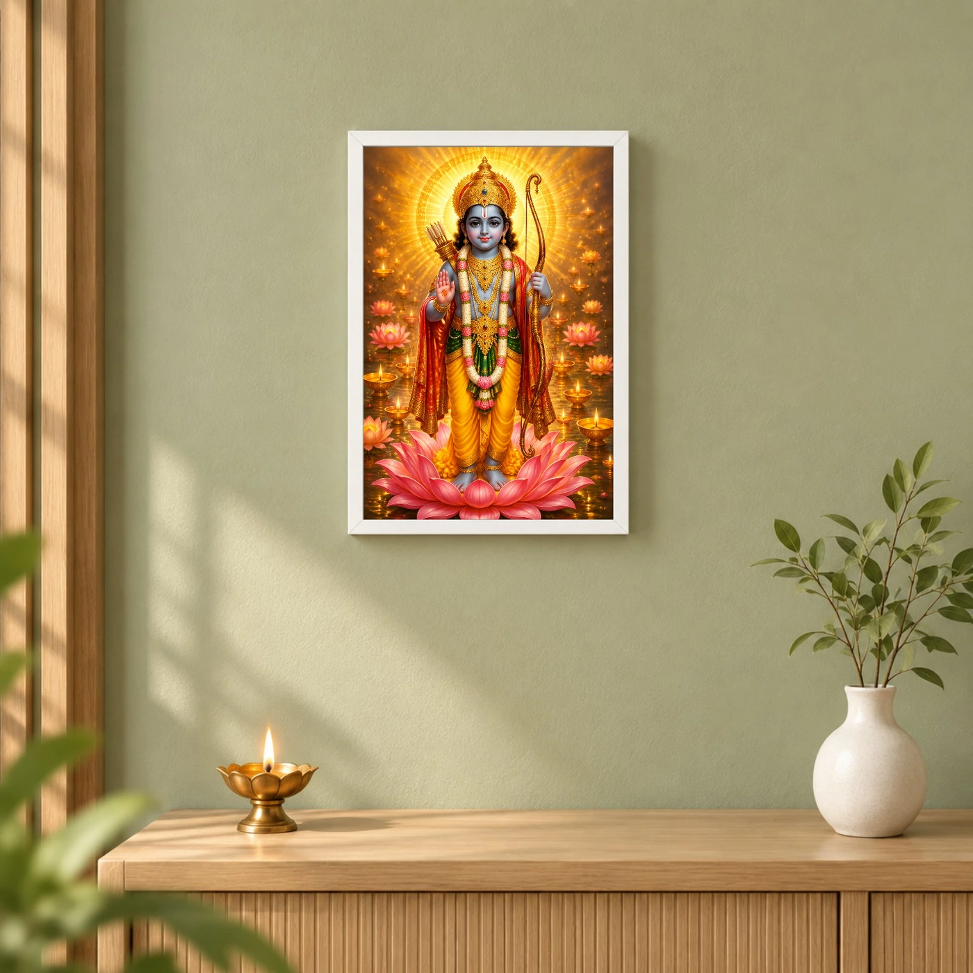 Ram Lalla Ayodhya Lotus And Diya Radiance Photo Frame, view 6