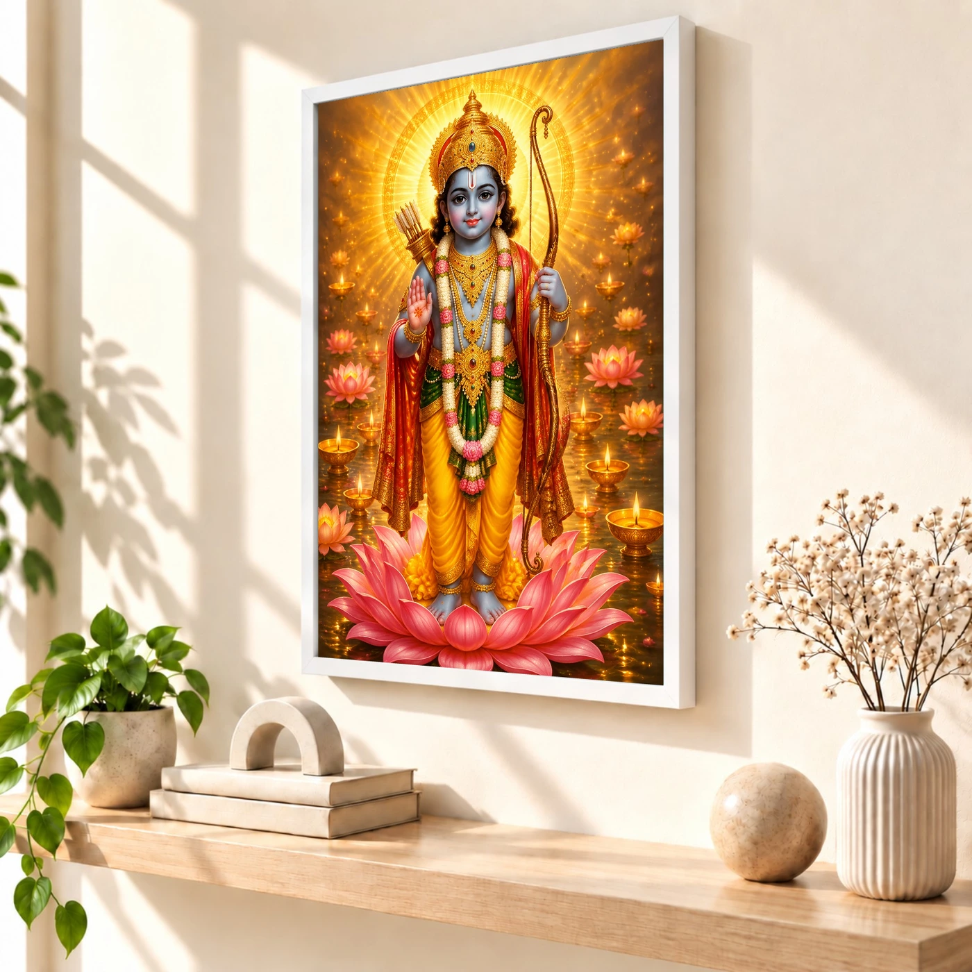 Ram Lalla Ayodhya Lotus And Diya Radiance Photo Frame, view 7