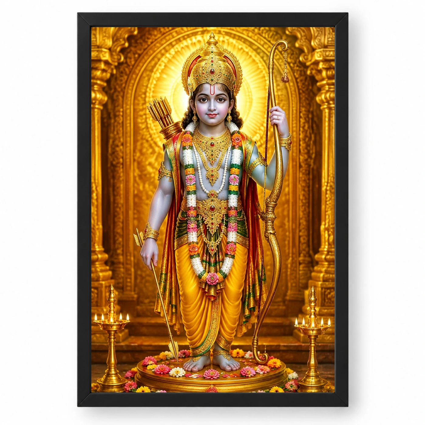 Ram Lalla Ayodhya Ornate Golden Temple Darshan Photo Frame