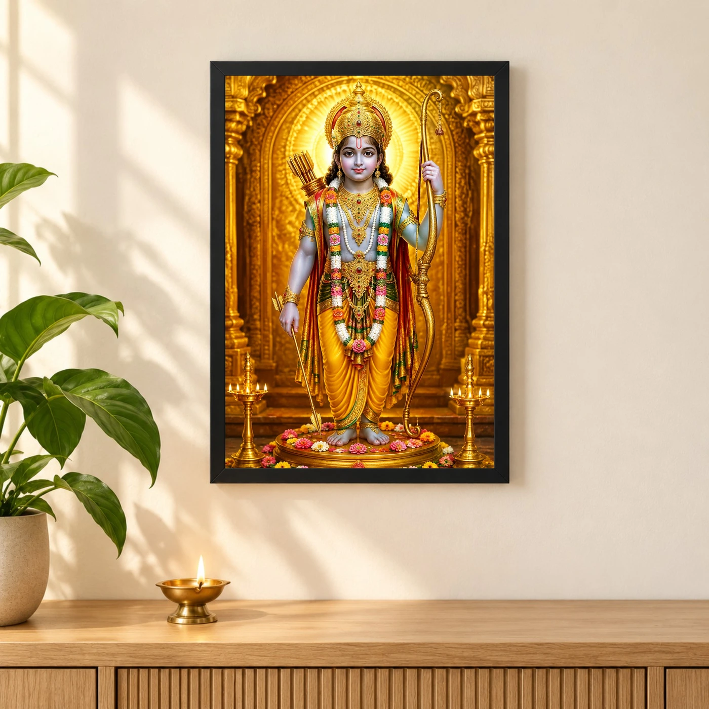 Ram Lalla Ayodhya Ornate Golden Temple Darshan Photo Frame, view 3