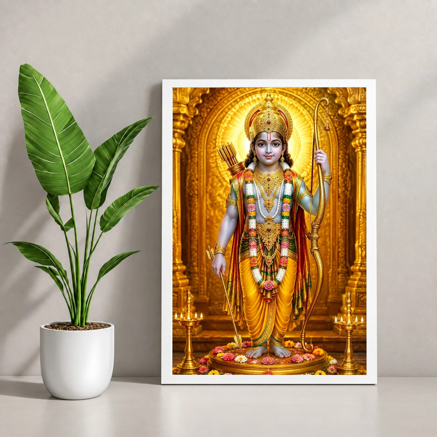 Ram Lalla Ayodhya Ornate Golden Temple Darshan Photo Frame, view 4