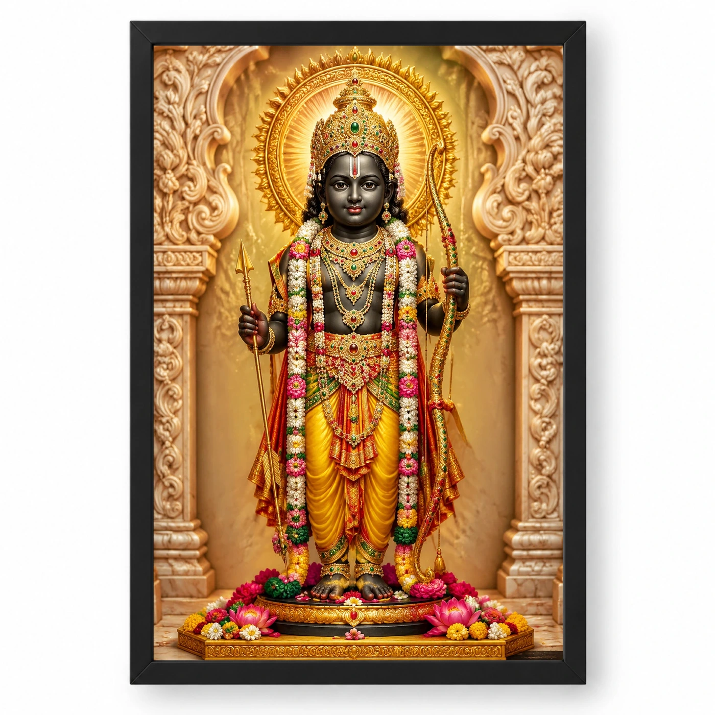 Ram Lalla Ayodhya Peaceful Home Mandir Composition Photo Frame