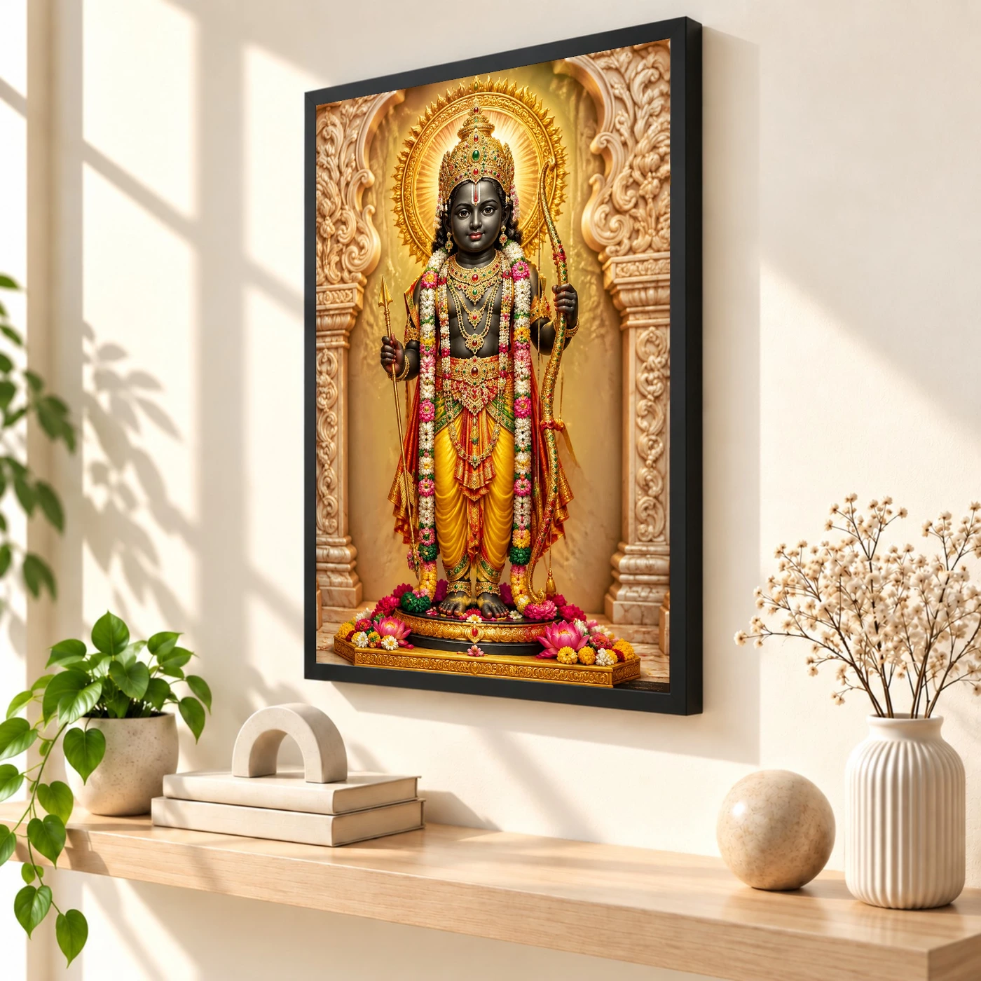 Ram Lalla Ayodhya Peaceful Home Mandir Composition Photo Frame, view 2
