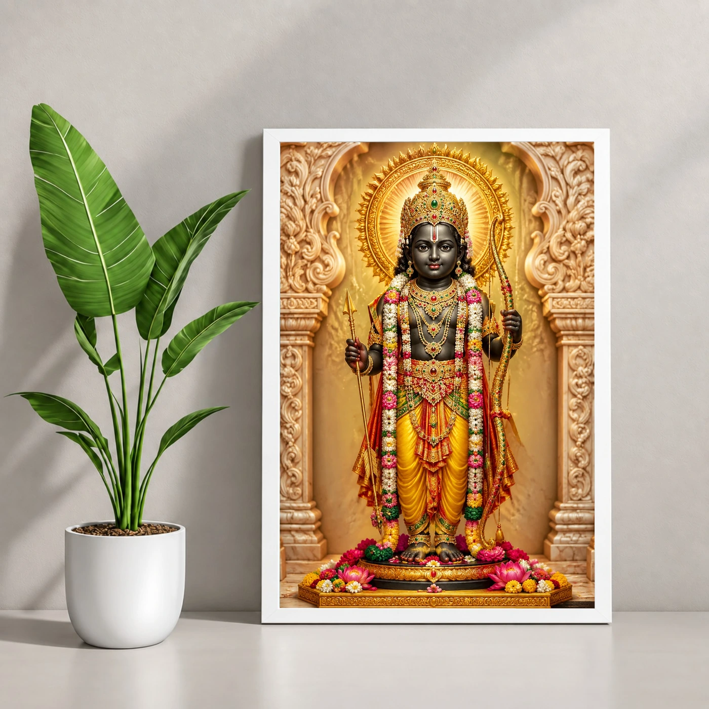 Ram Lalla Ayodhya Peaceful Home Mandir Composition Photo Frame, view 4