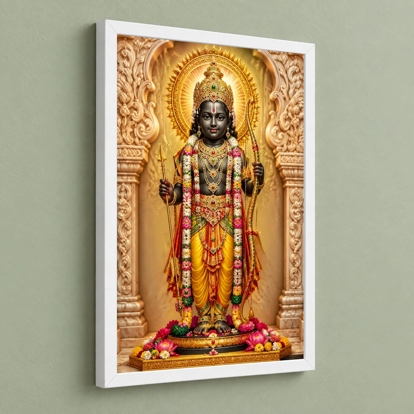 Ram Lalla Ayodhya Peaceful Home Mandir Composition Photo Frame, view 5