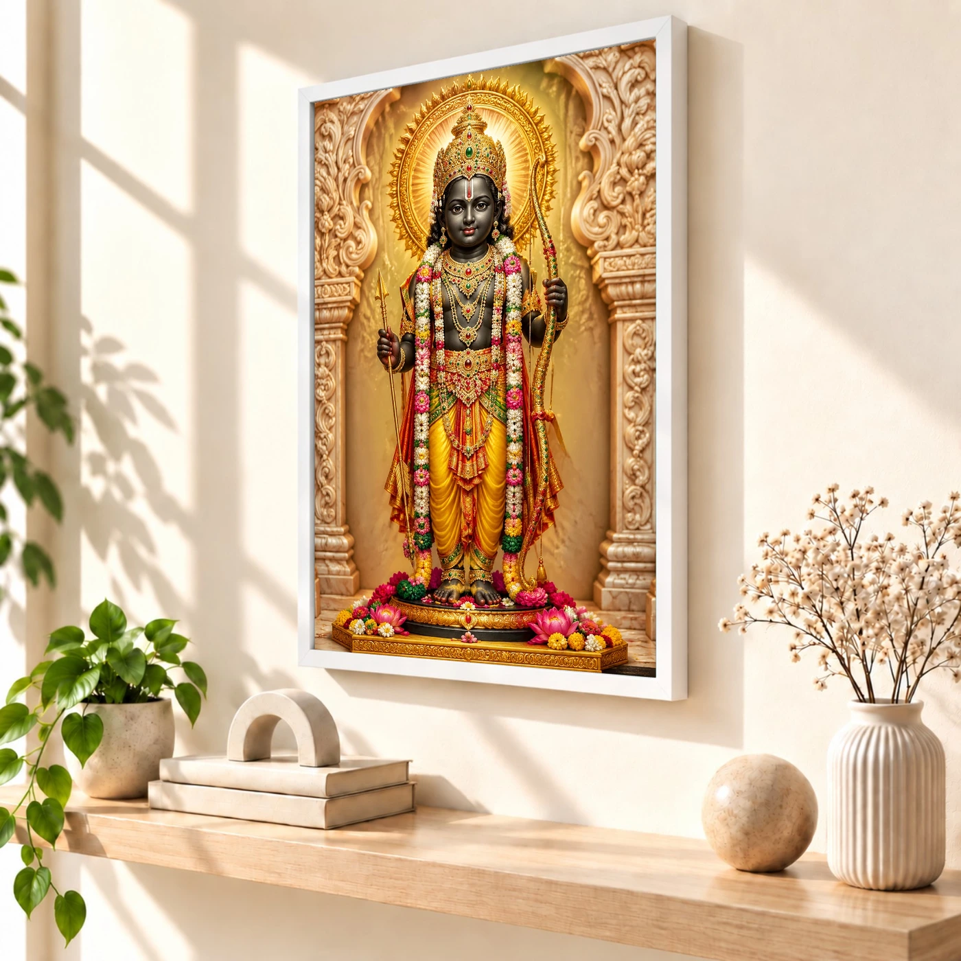 Ram Lalla Ayodhya Peaceful Home Mandir Composition Photo Frame, view 7