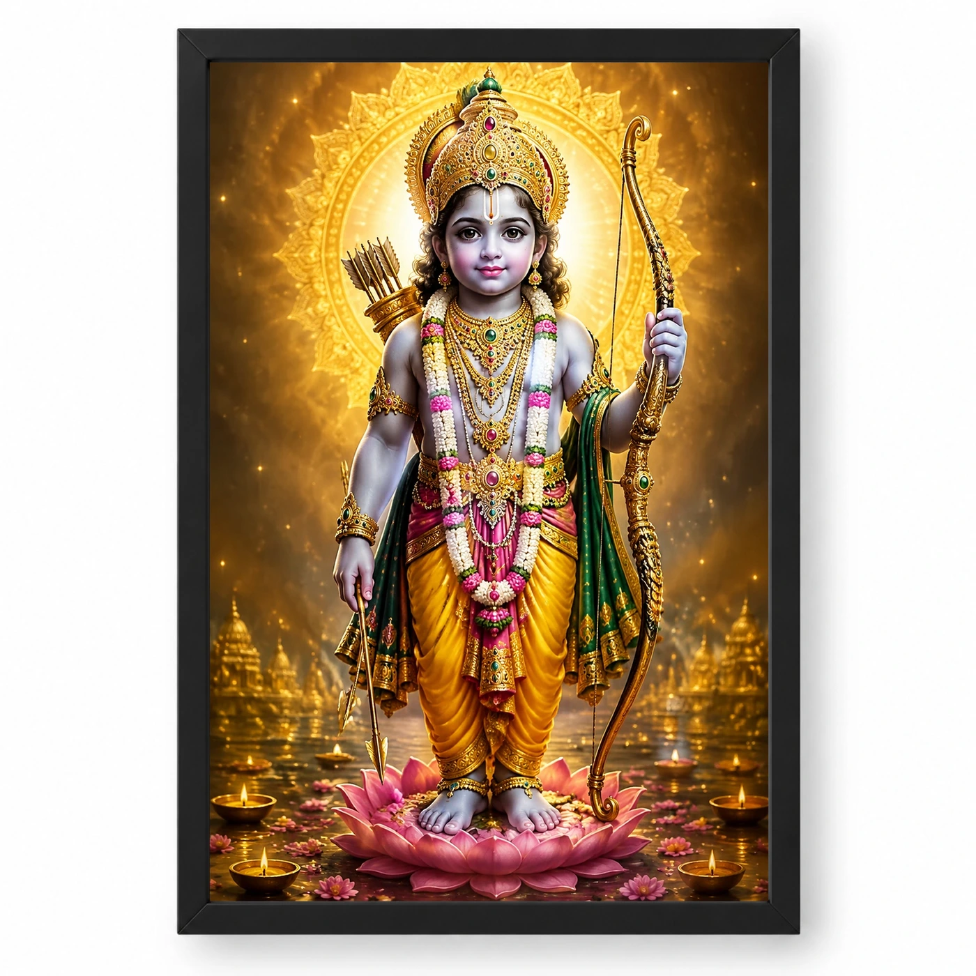 Ram Lalla Ayodhya Royal Jewel-Toned Portrait Photo Frame