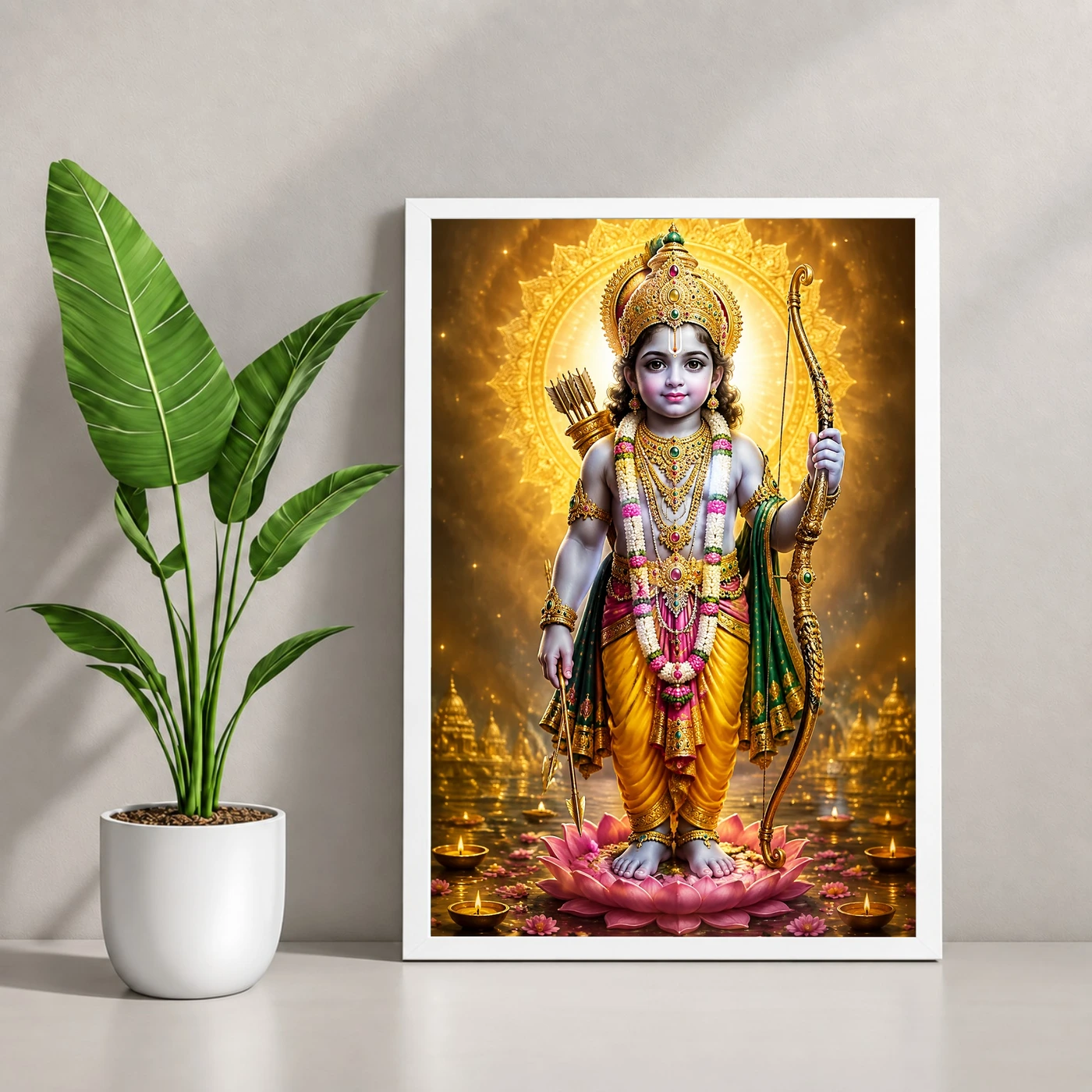 Ram Lalla Ayodhya Royal Jewel-Toned Portrait Photo Frame, view 4