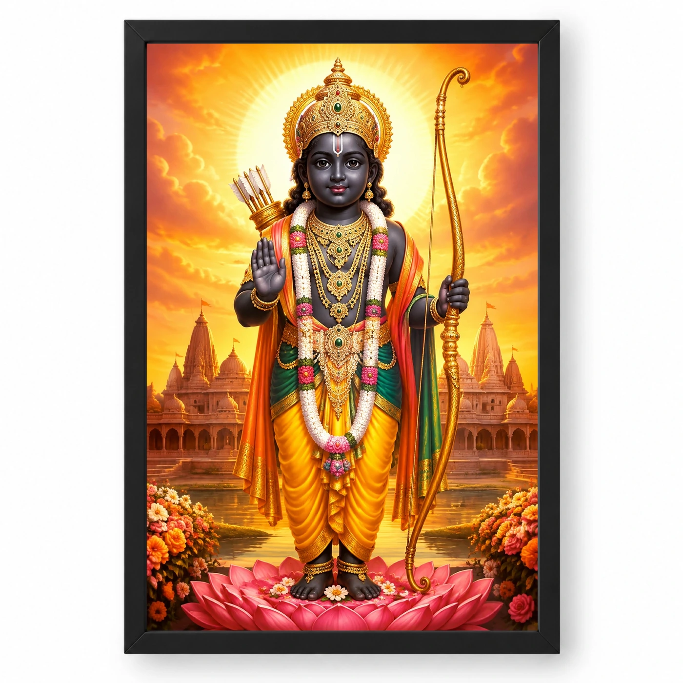 Ram Lalla Ayodhya Serene Sunrise Blessing Photo Frame