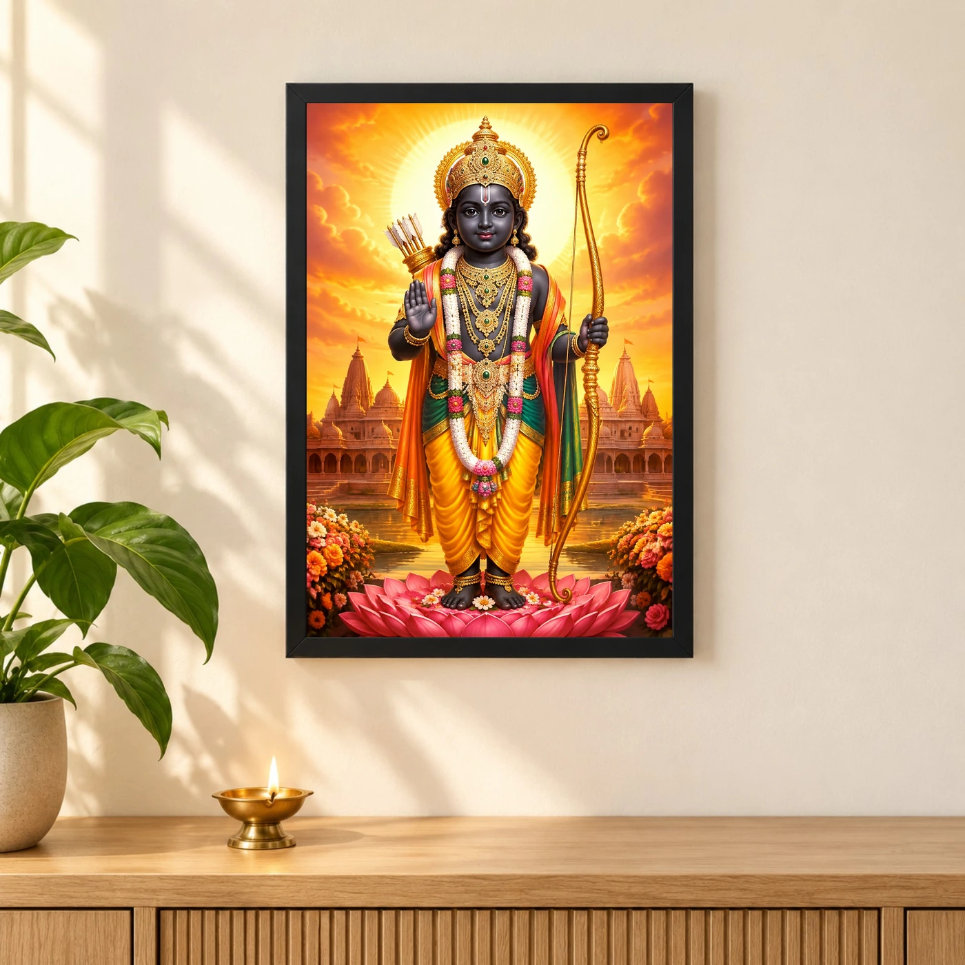 Ram Lalla Ayodhya Serene Sunrise Blessing Photo Frame, view 3