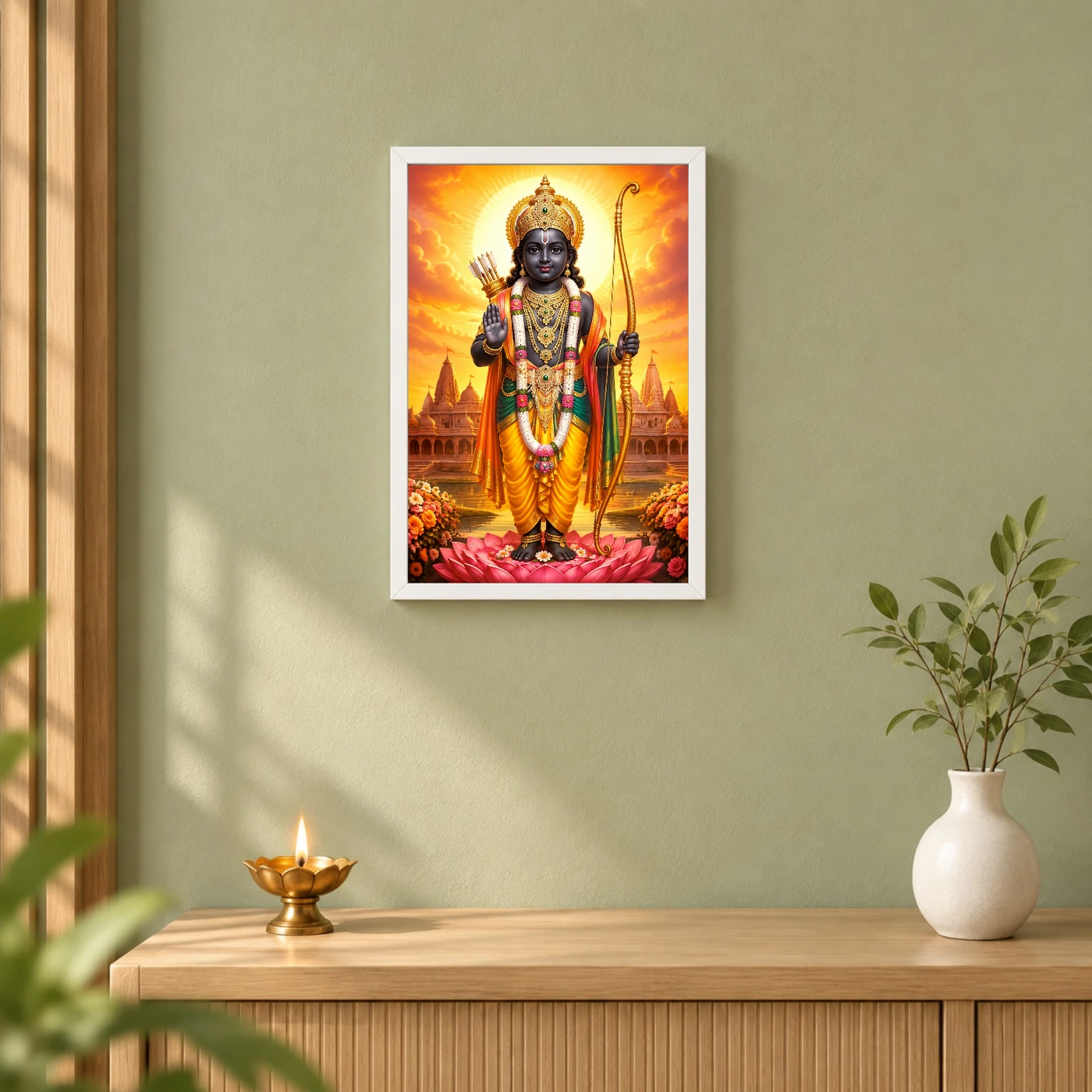 Ram Lalla Ayodhya Serene Sunrise Blessing Photo Frame, view 6