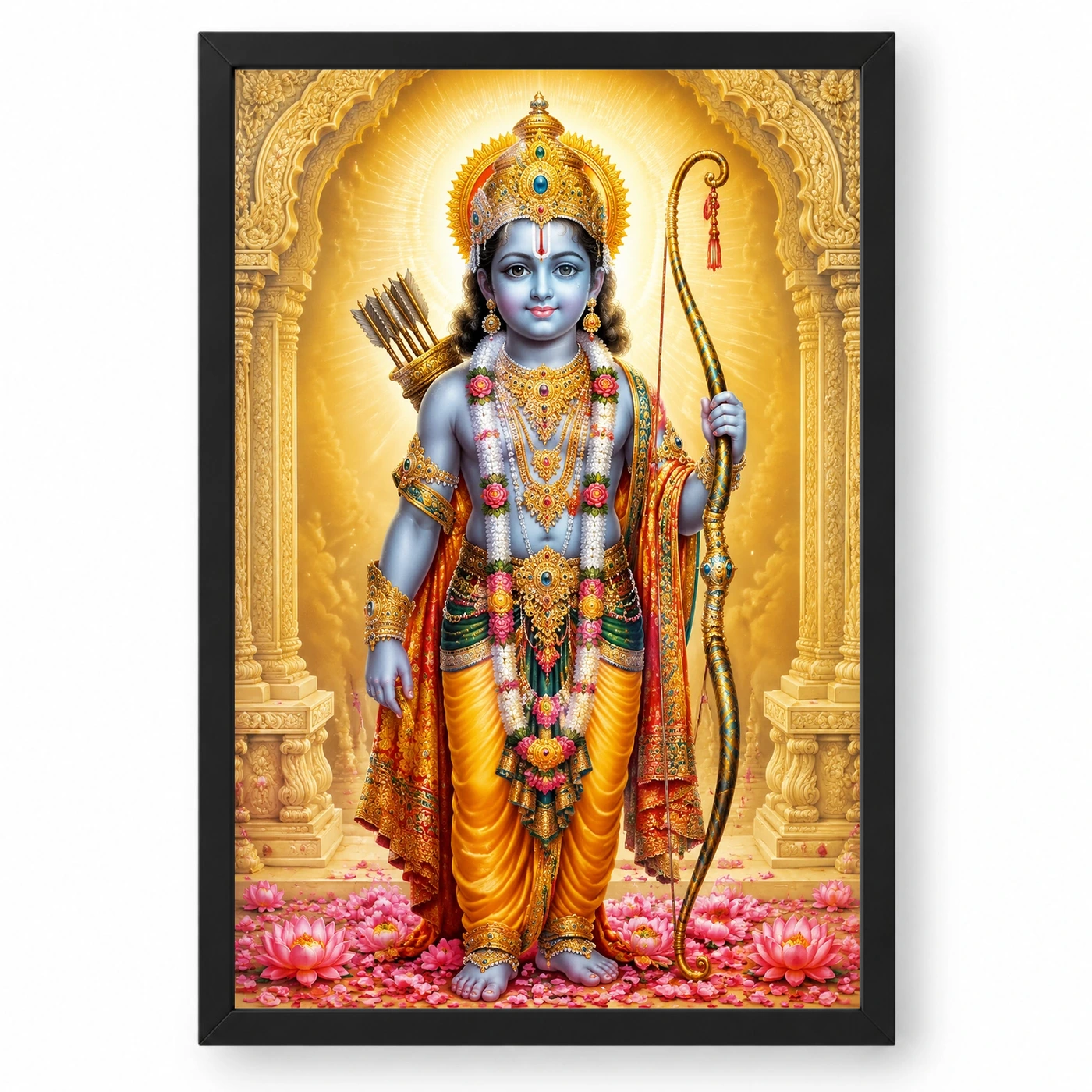 Ram Lalla Ayodhya Traditional Indian Miniature-Inspired Devotional Art Photo Frame
