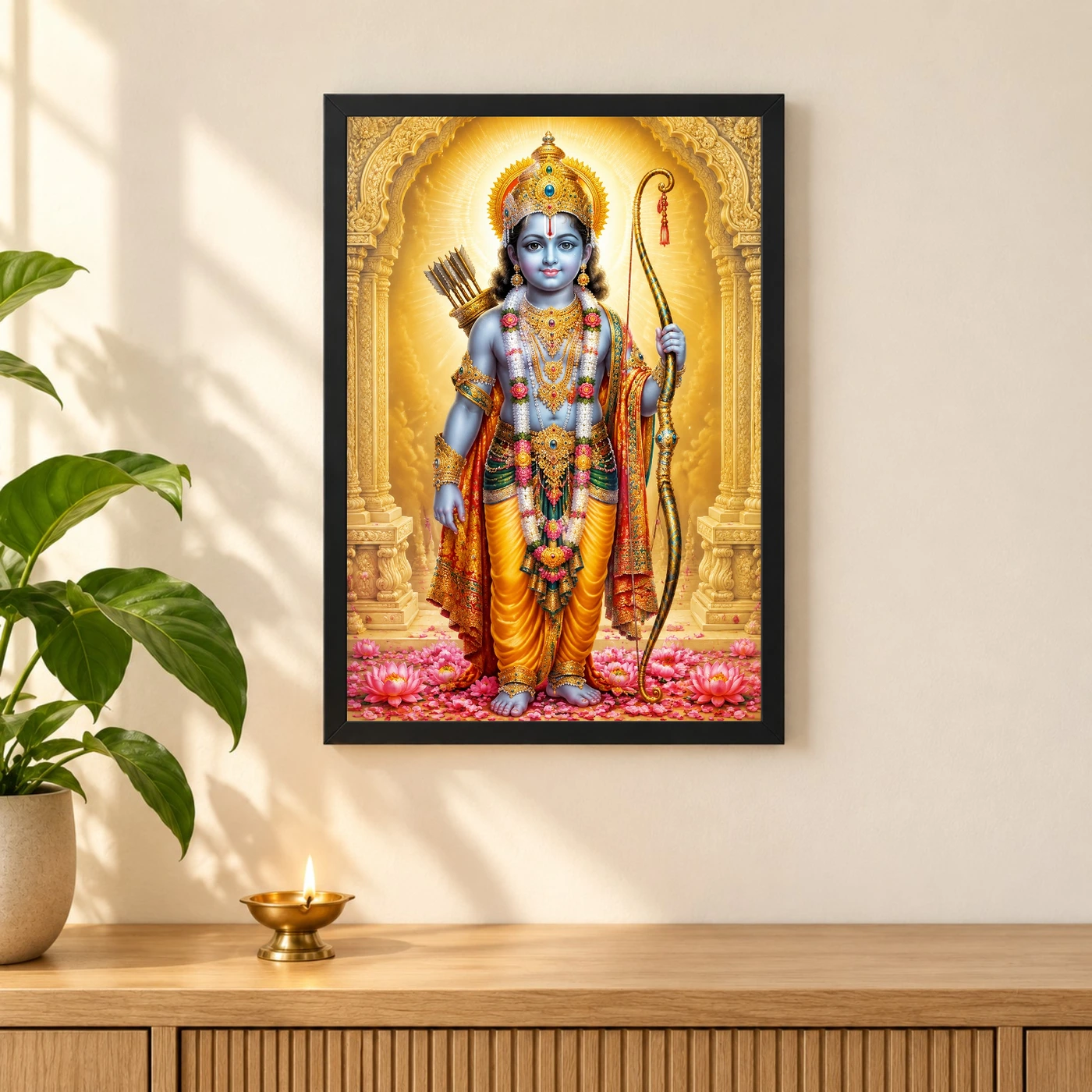 Ram Lalla Ayodhya Traditional Indian Miniature-Inspired Devotional Art Photo Frame, view 3