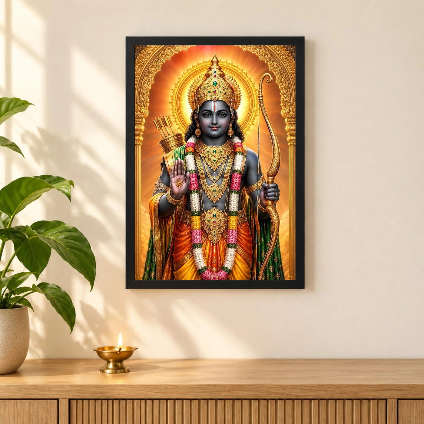 Ram Lalla Ayodhya Vivid Premium Spiritual Poster Art Photo Frame, view 3