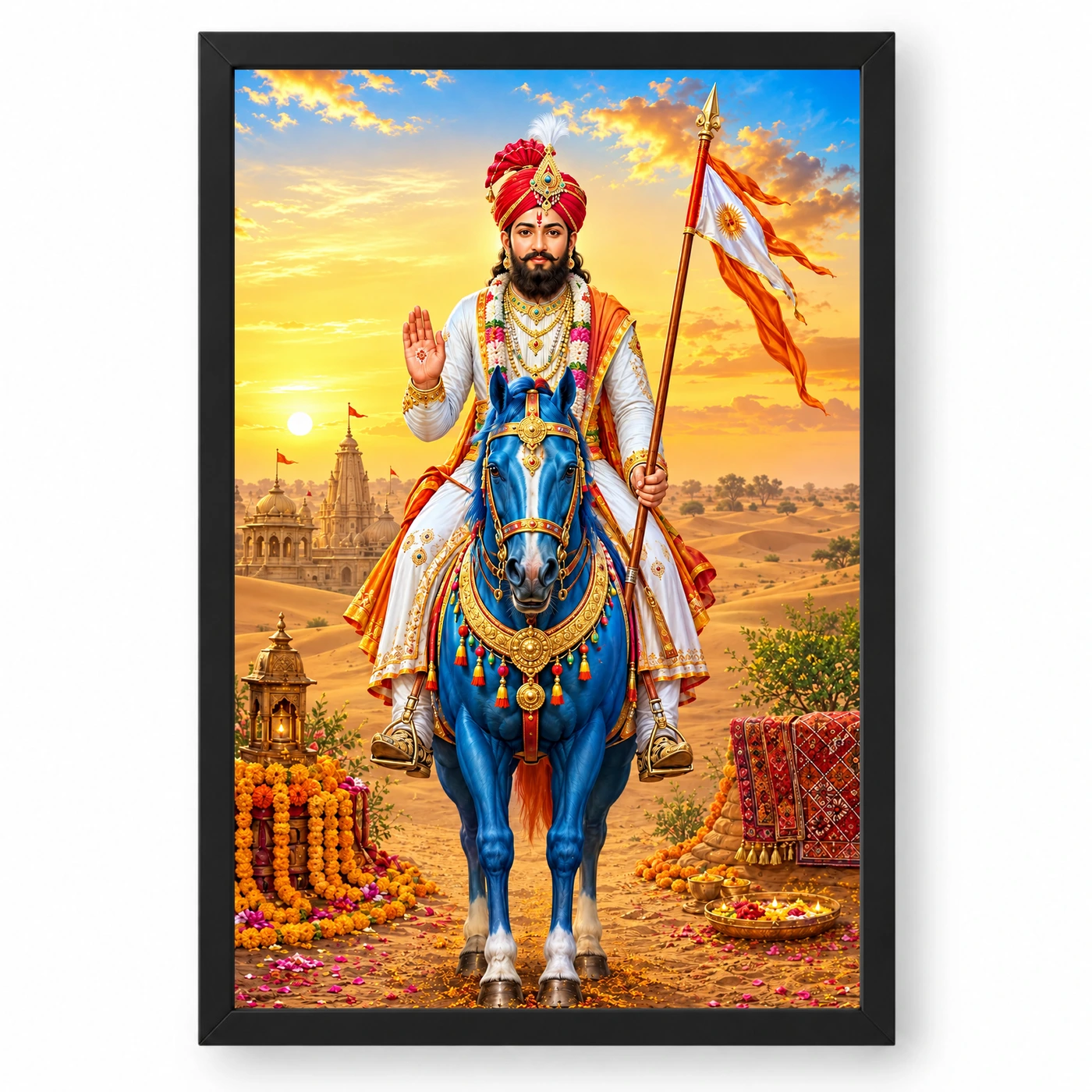 Ramdev Pir Runicha Blue Horse Blessings Photo Frame