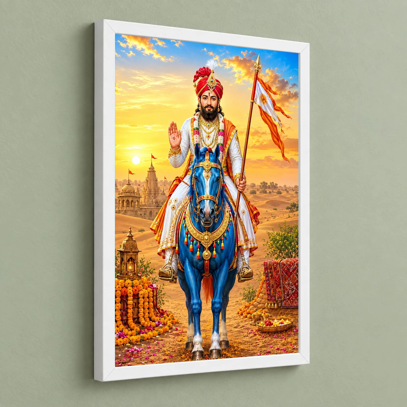 Ramdev Pir Runicha Blue Horse Blessings Photo Frame, view 5