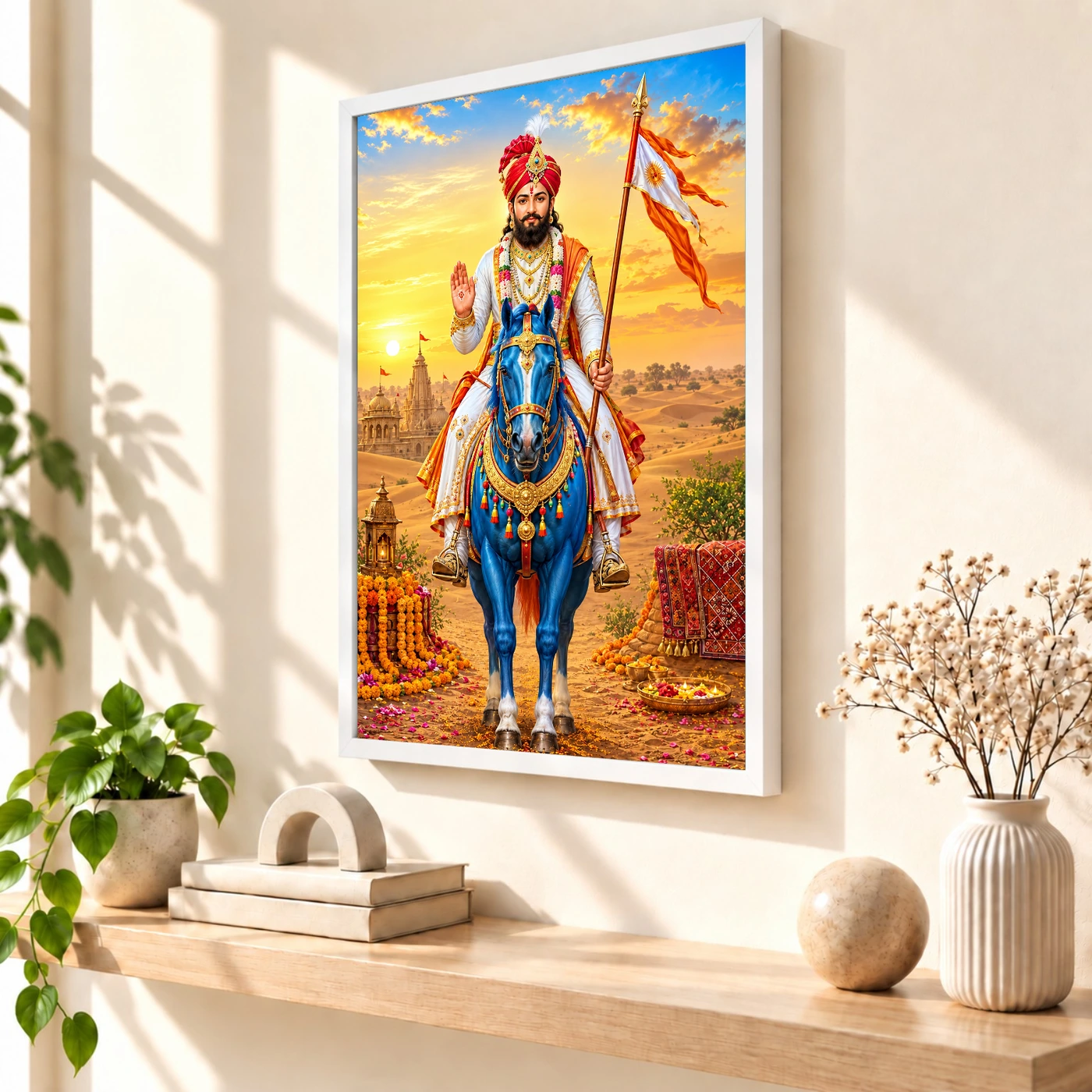 Ramdev Pir Runicha Blue Horse Blessings Photo Frame, view 7