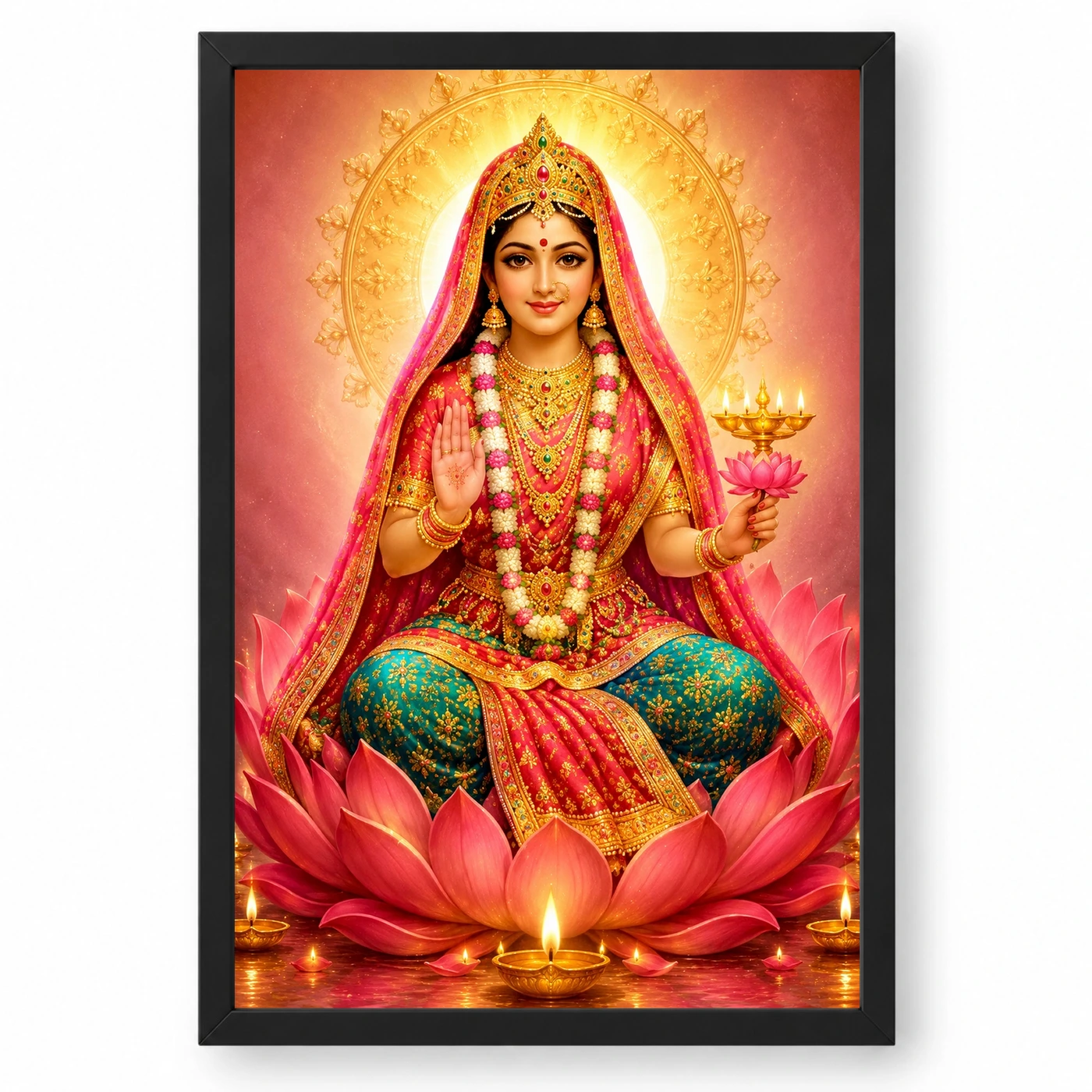 Rani Sati Dadi Lotus And Diya Radiance Photo Frame