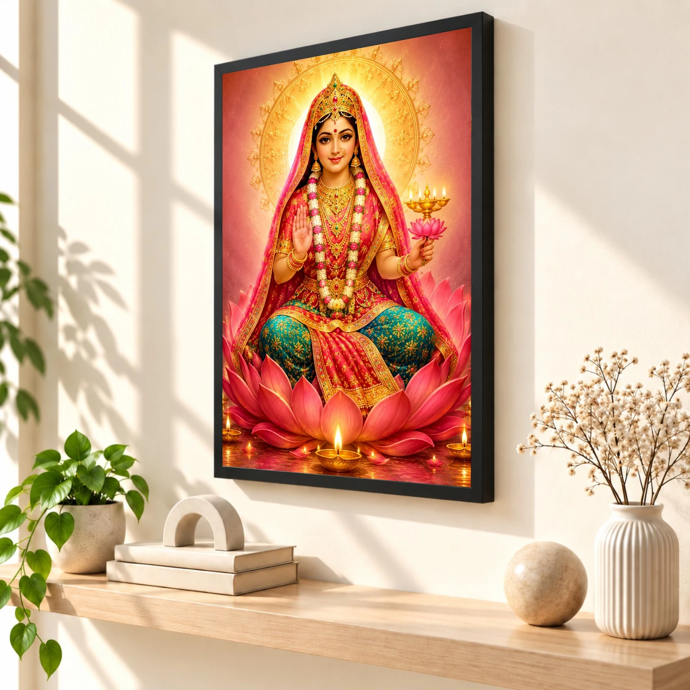 Rani Sati Dadi Lotus And Diya Radiance Photo Frame, view 2