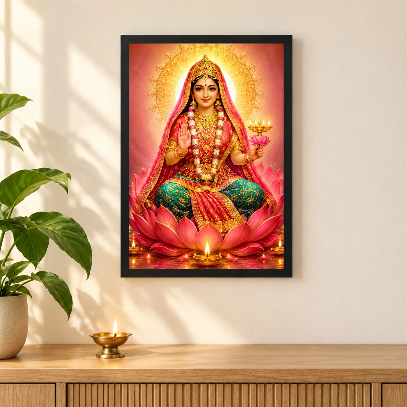 Rani Sati Dadi Lotus And Diya Radiance Photo Frame, view 3
