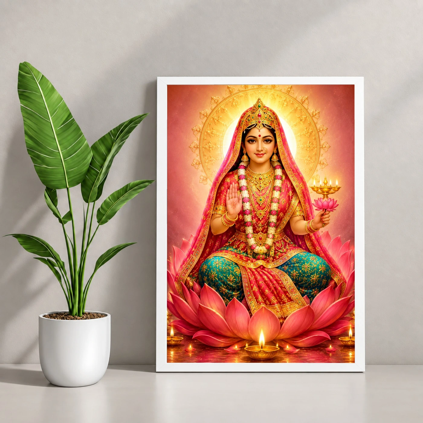 Rani Sati Dadi Lotus And Diya Radiance Photo Frame, view 4