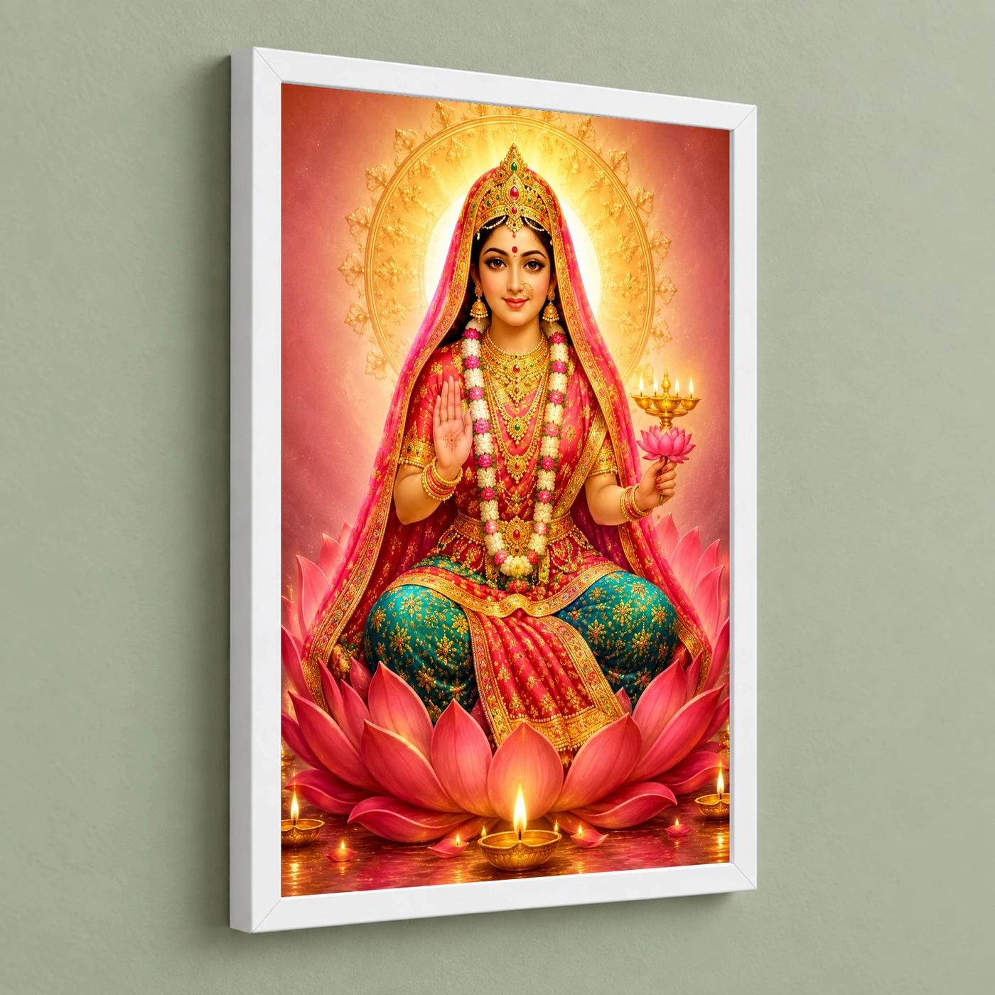 Rani Sati Dadi Lotus And Diya Radiance Photo Frame, view 5