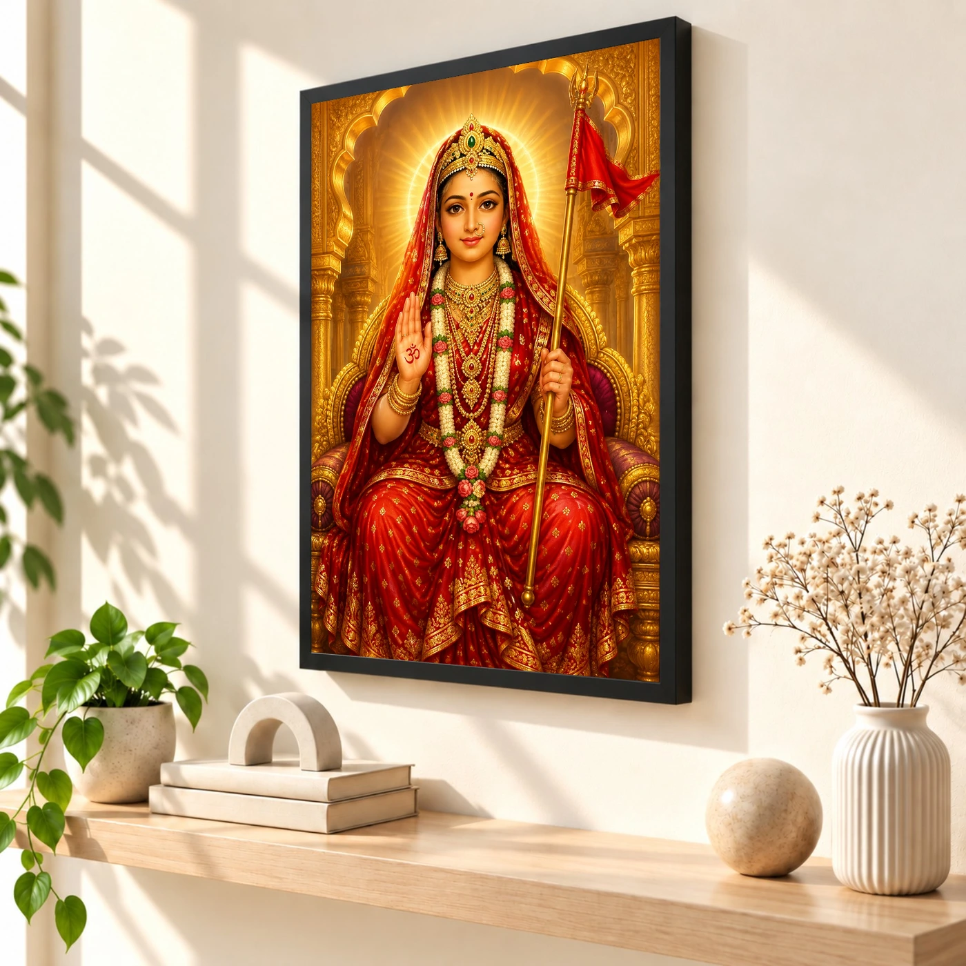 Rani Sati Dadi Ornate Golden Temple Darshan Photo Frame, view 2