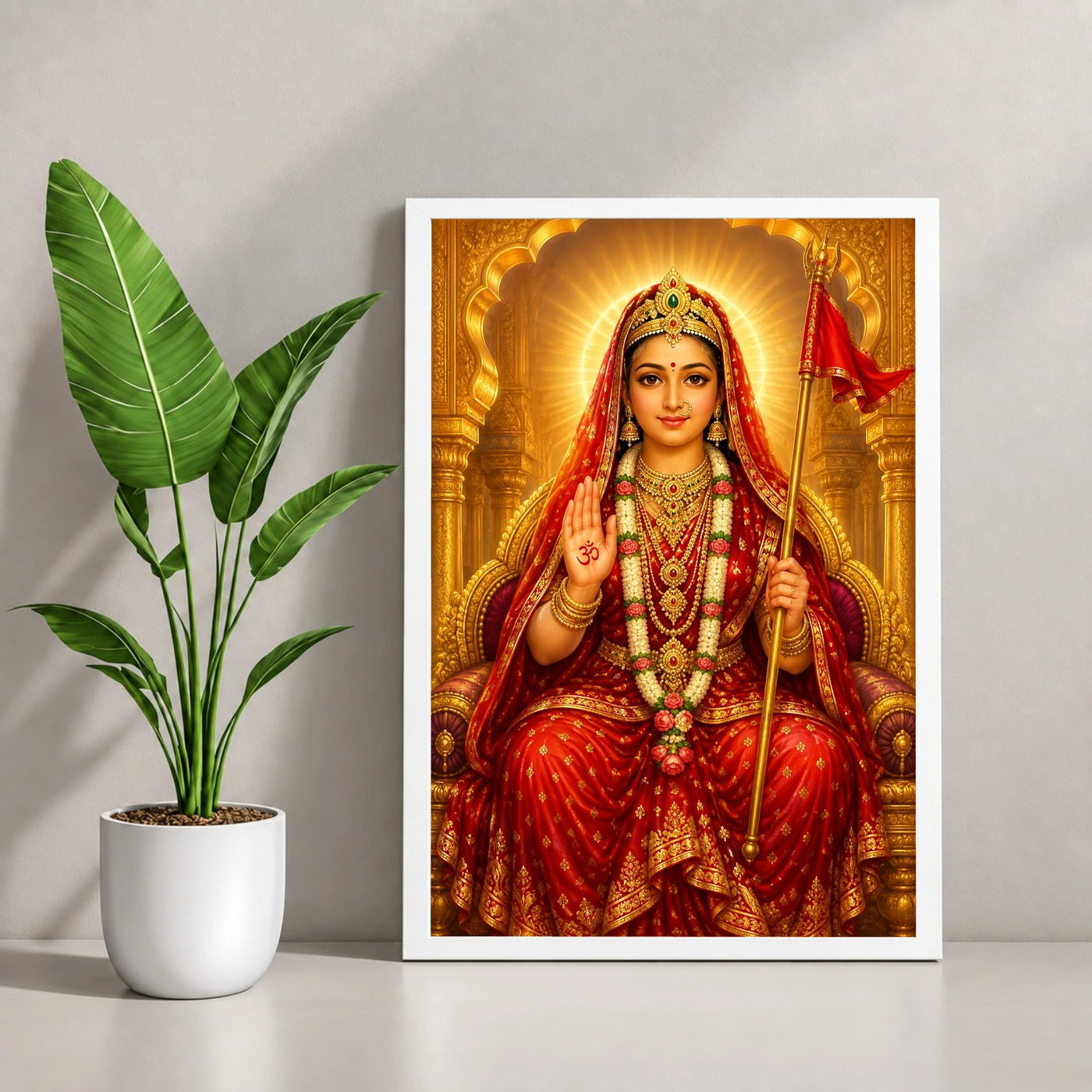Rani Sati Dadi Ornate Golden Temple Darshan Photo Frame, view 4