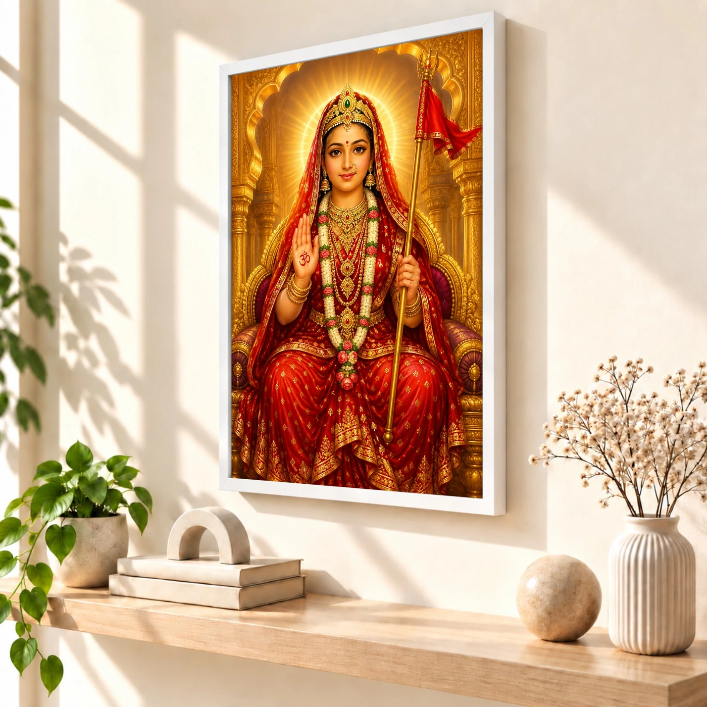 Rani Sati Dadi Ornate Golden Temple Darshan Photo Frame, view 7