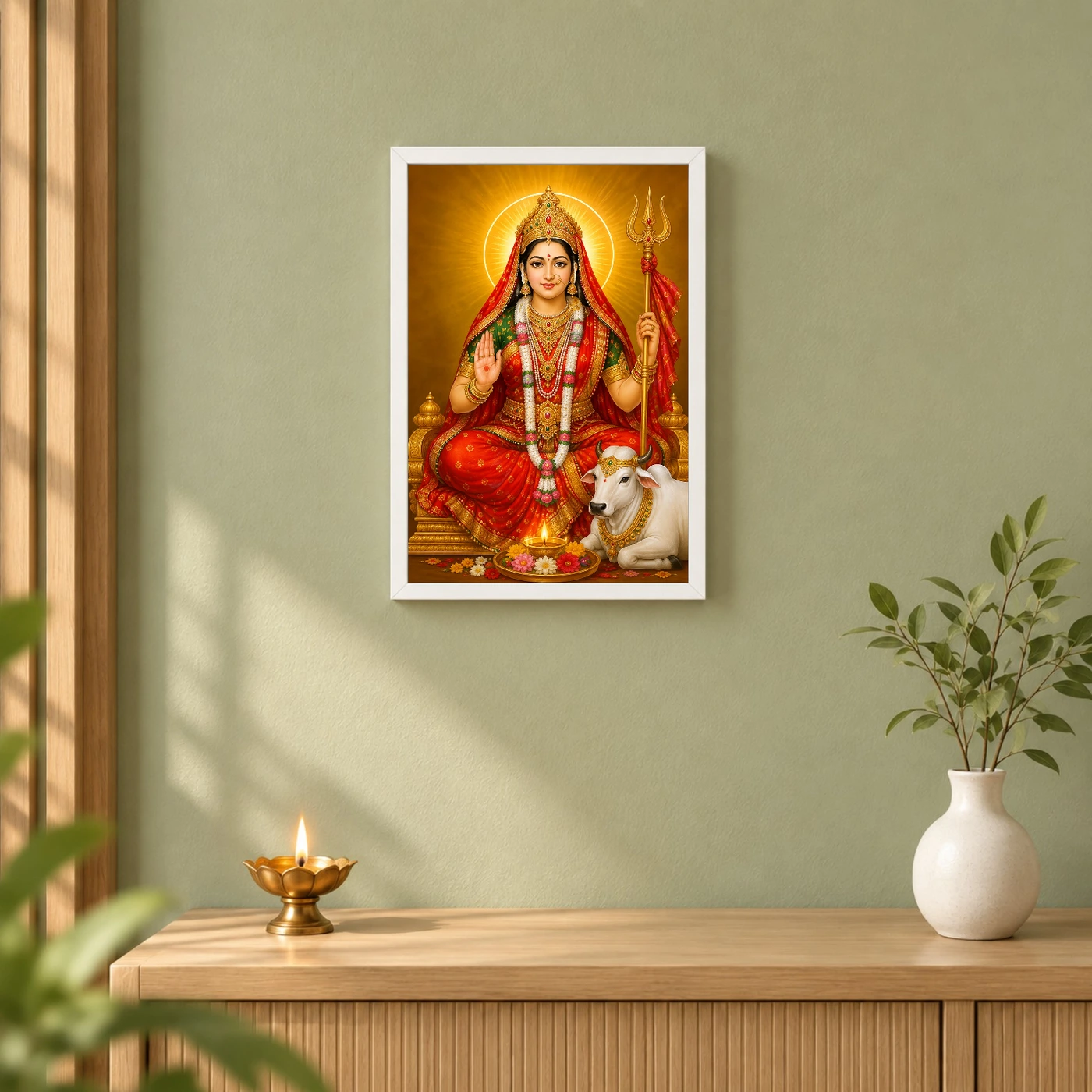 Rani Sati Dadi Traditional Indian Miniature-Inspired Devotional Art Photo Frame, view 6