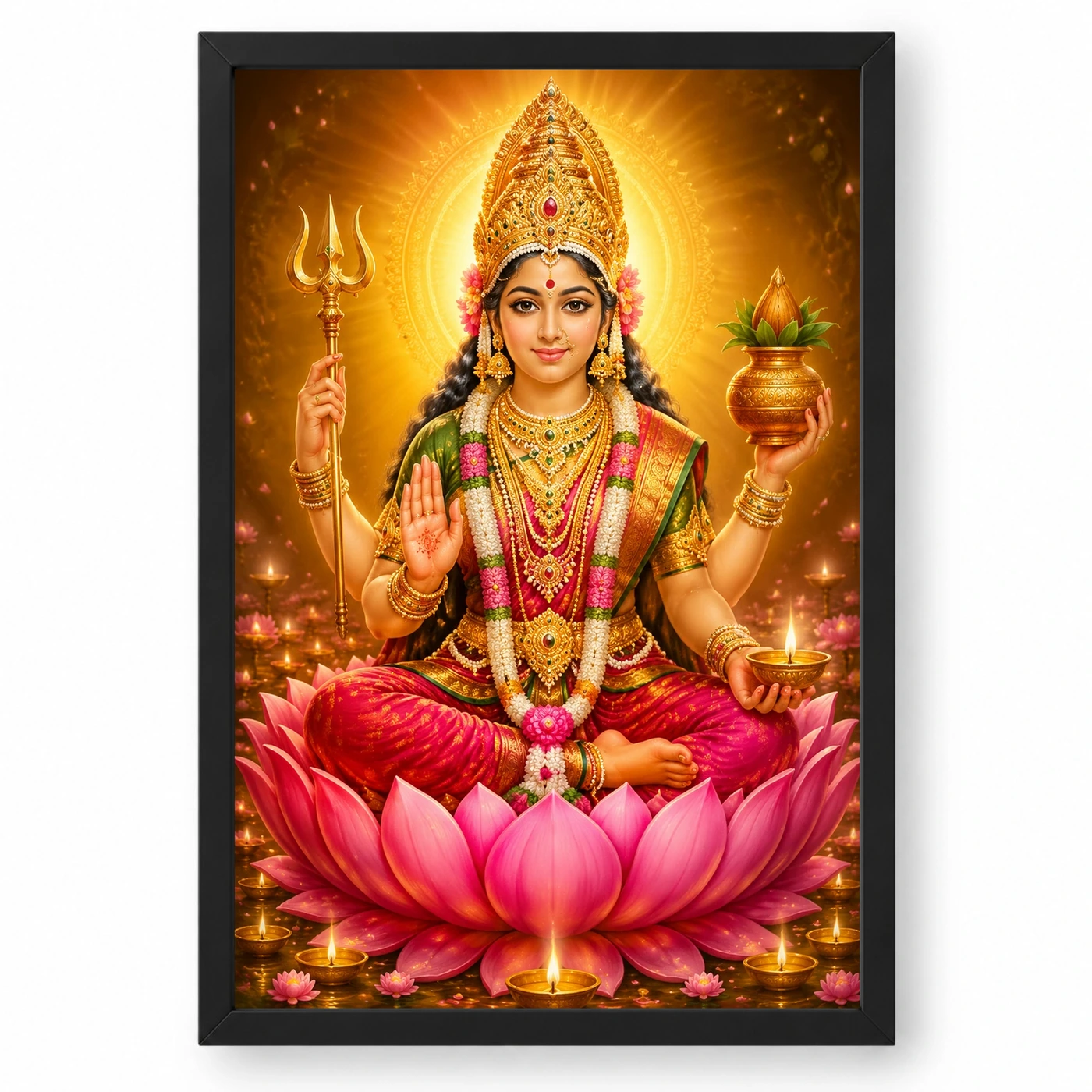 Renuka Yellamma Lotus And Diya Radiance Photo Frame