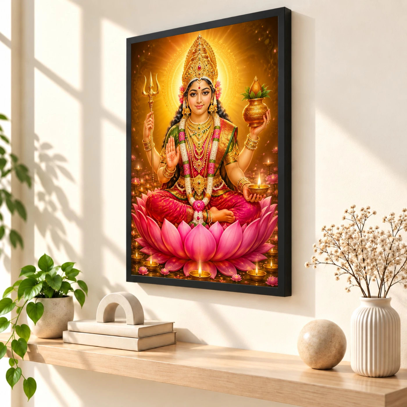 Renuka Yellamma Lotus And Diya Radiance Photo Frame, view 2