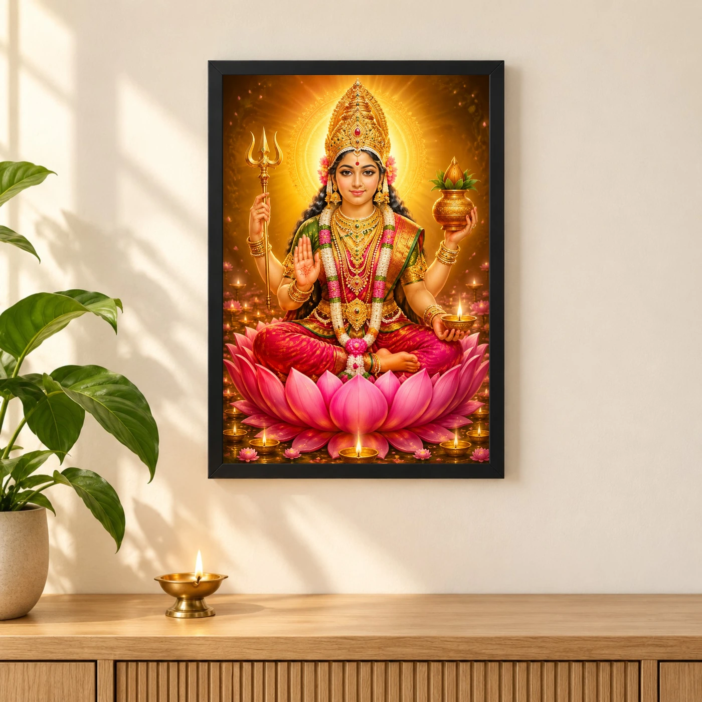 Renuka Yellamma Lotus And Diya Radiance Photo Frame, view 3