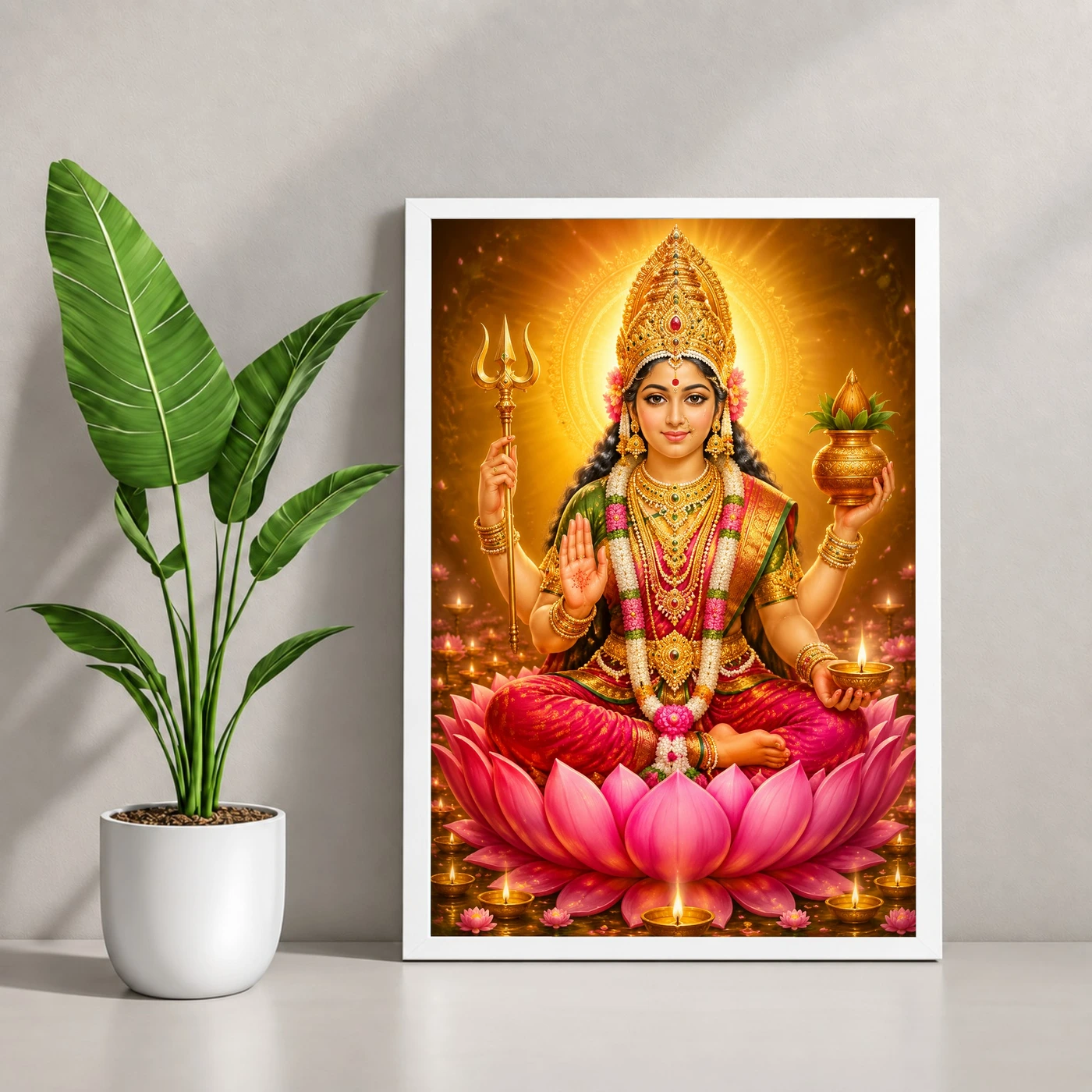 Renuka Yellamma Lotus And Diya Radiance Photo Frame, view 4