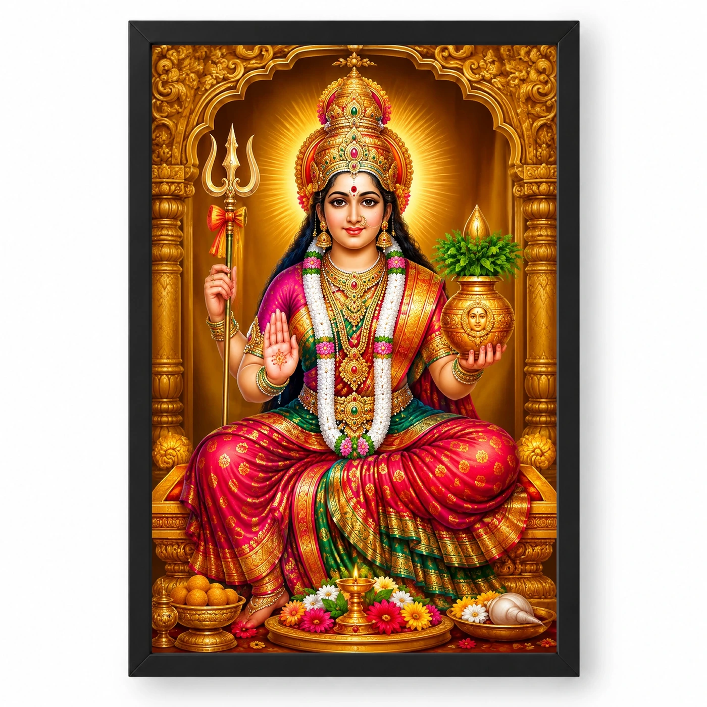 Renuka Yellamma Ornate Golden Temple Darshan Photo Frame