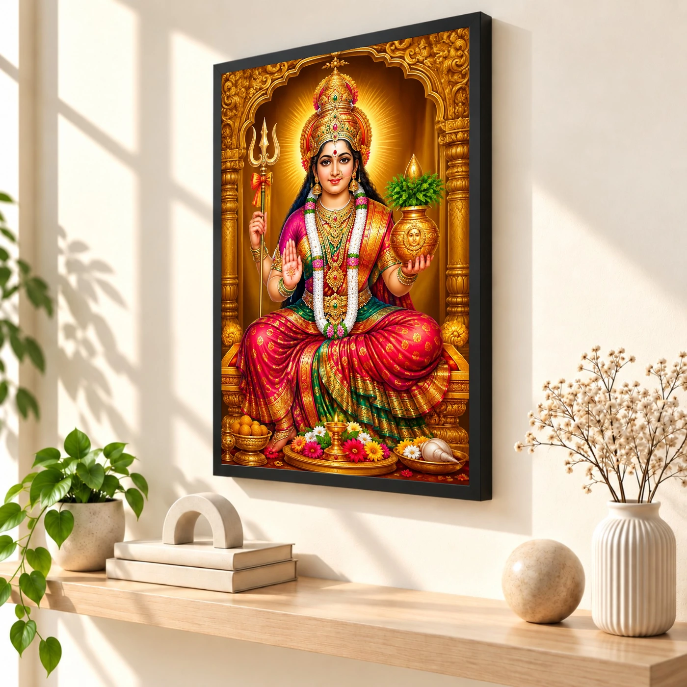 Renuka Yellamma Ornate Golden Temple Darshan Photo Frame, view 2