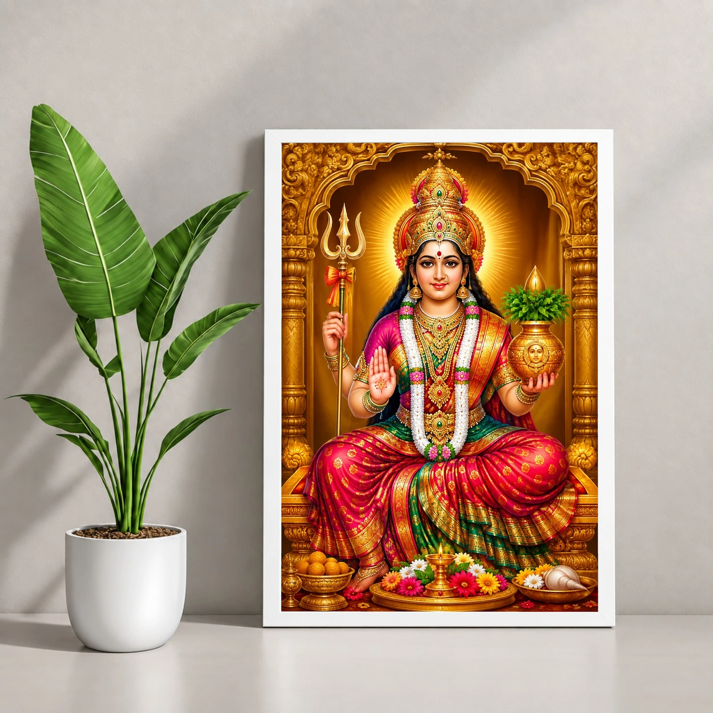 Renuka Yellamma Ornate Golden Temple Darshan Photo Frame, view 4
