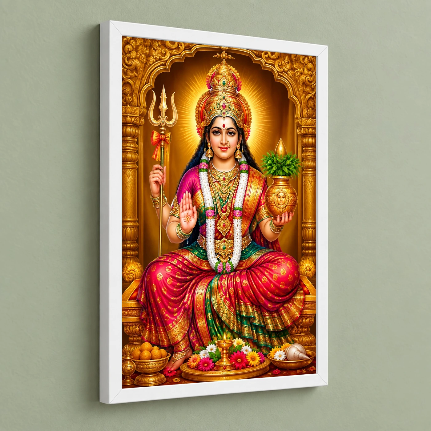 Renuka Yellamma Ornate Golden Temple Darshan Photo Frame, view 5