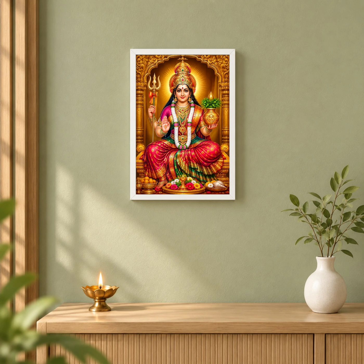 Renuka Yellamma Ornate Golden Temple Darshan Photo Frame, view 6