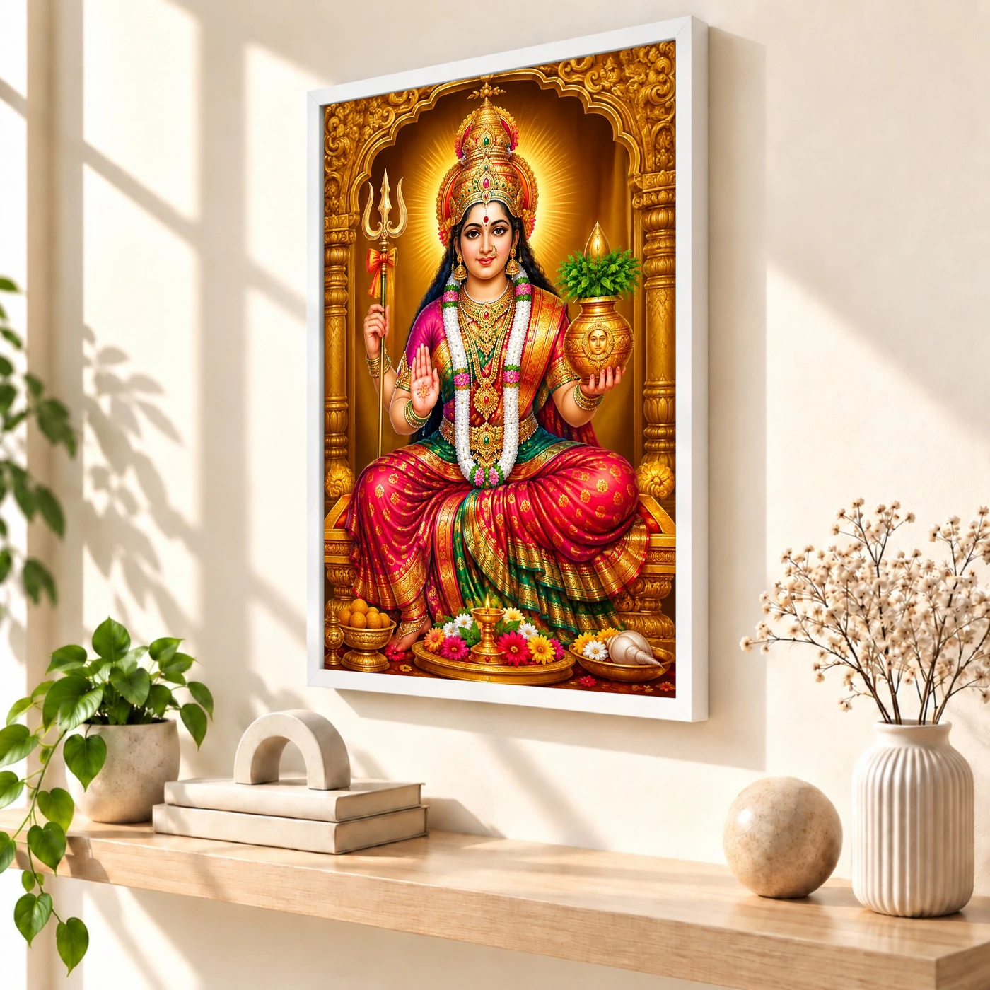 Renuka Yellamma Ornate Golden Temple Darshan Photo Frame, view 7