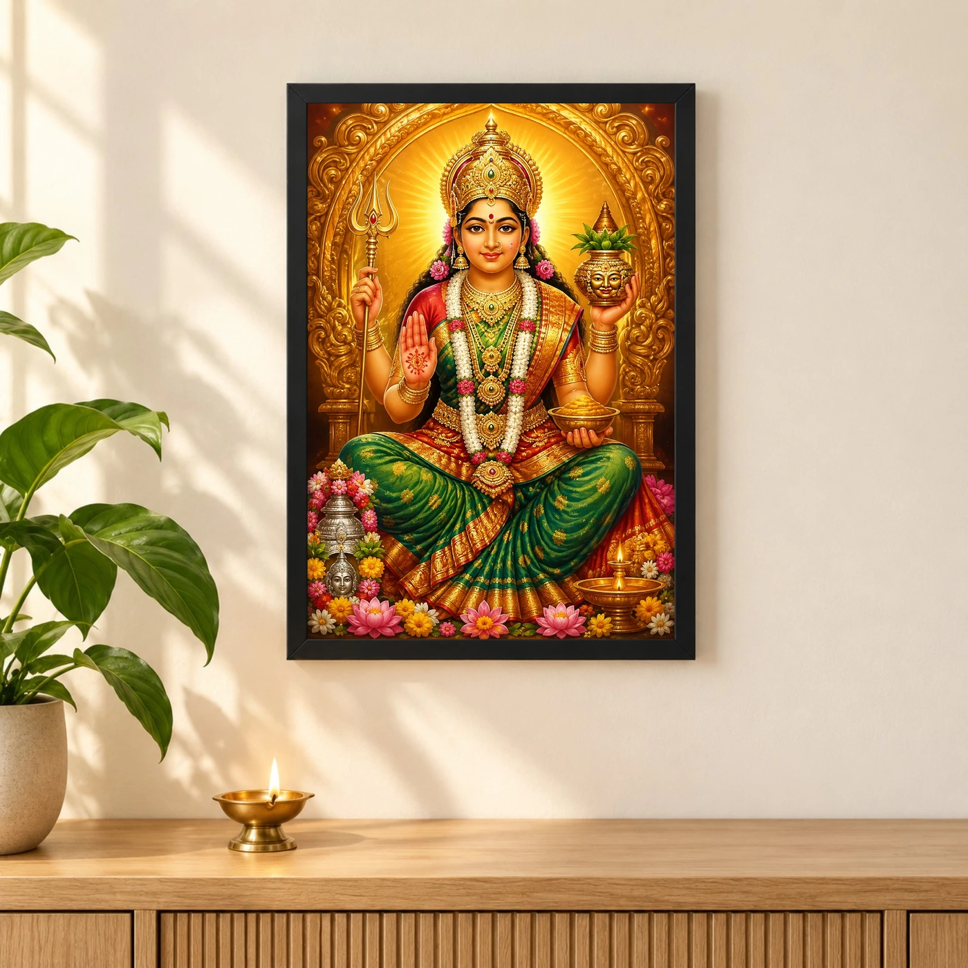 Renuka Yellamma Peaceful Home Mandir Composition Photo Frame, view 3