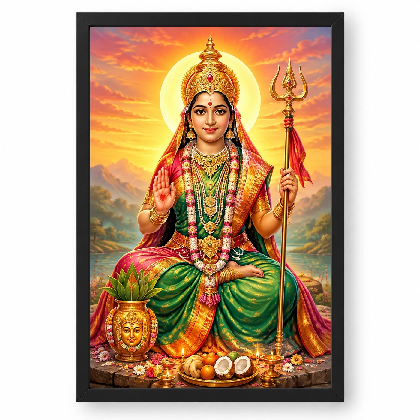 Renuka Yellamma Serene Sunrise Blessing Photo Frame